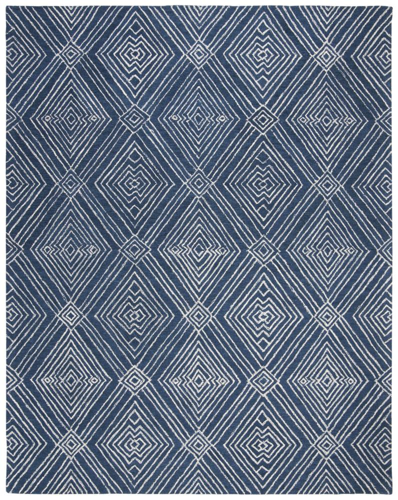 SAFAVIEH Micro-Loop Colton Geometric Diamonds Area Rug, Navy/Ivory, 8' x 10'