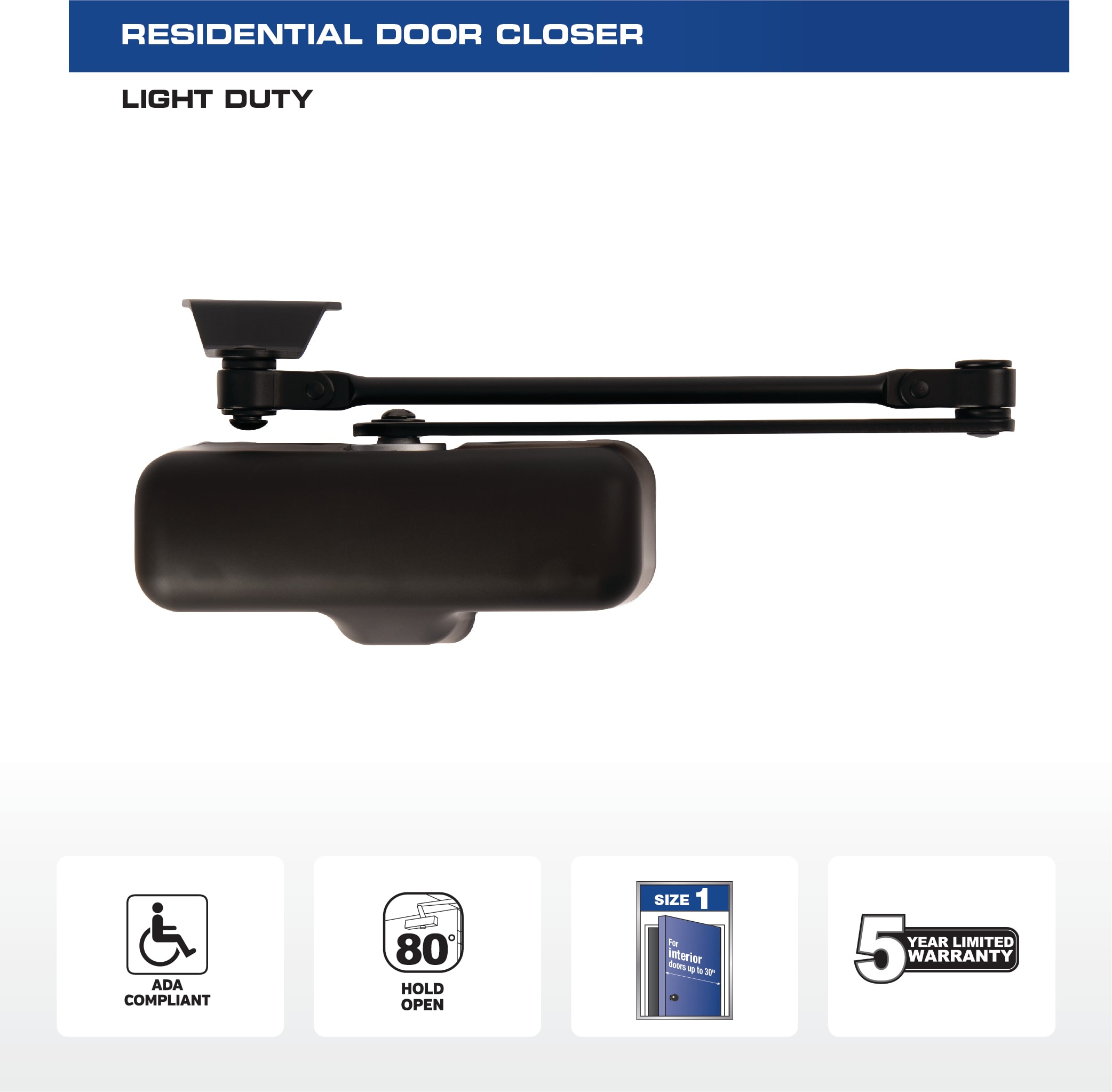 Brinks BC4010 Hydraulic Door Closer, Steel, Black