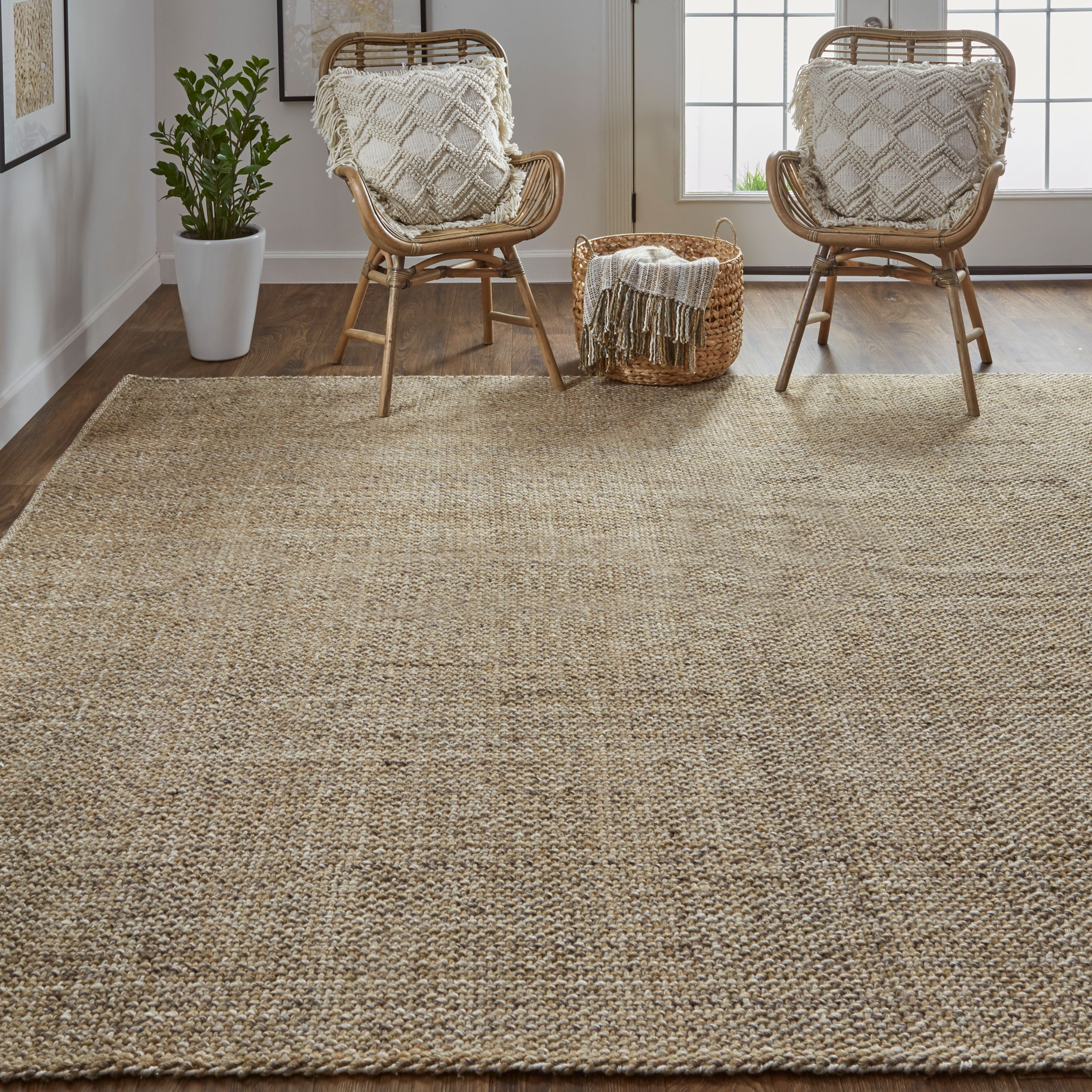 Tobacco Brown Handmade Synthetic 5' x 8' Easy-Care Area Rug