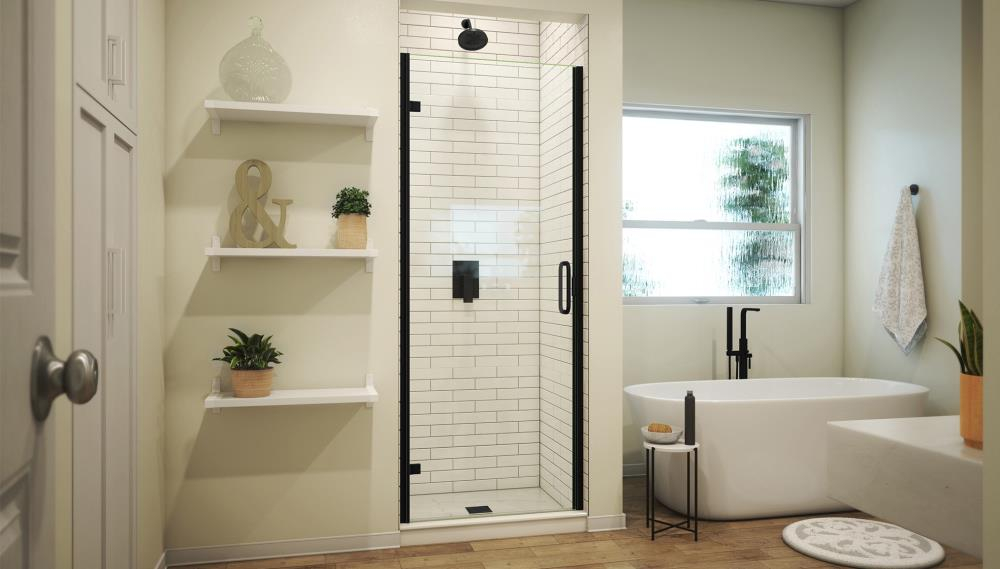 MP Swinging 35" W x 67" H Semi-Frameless Shower Door