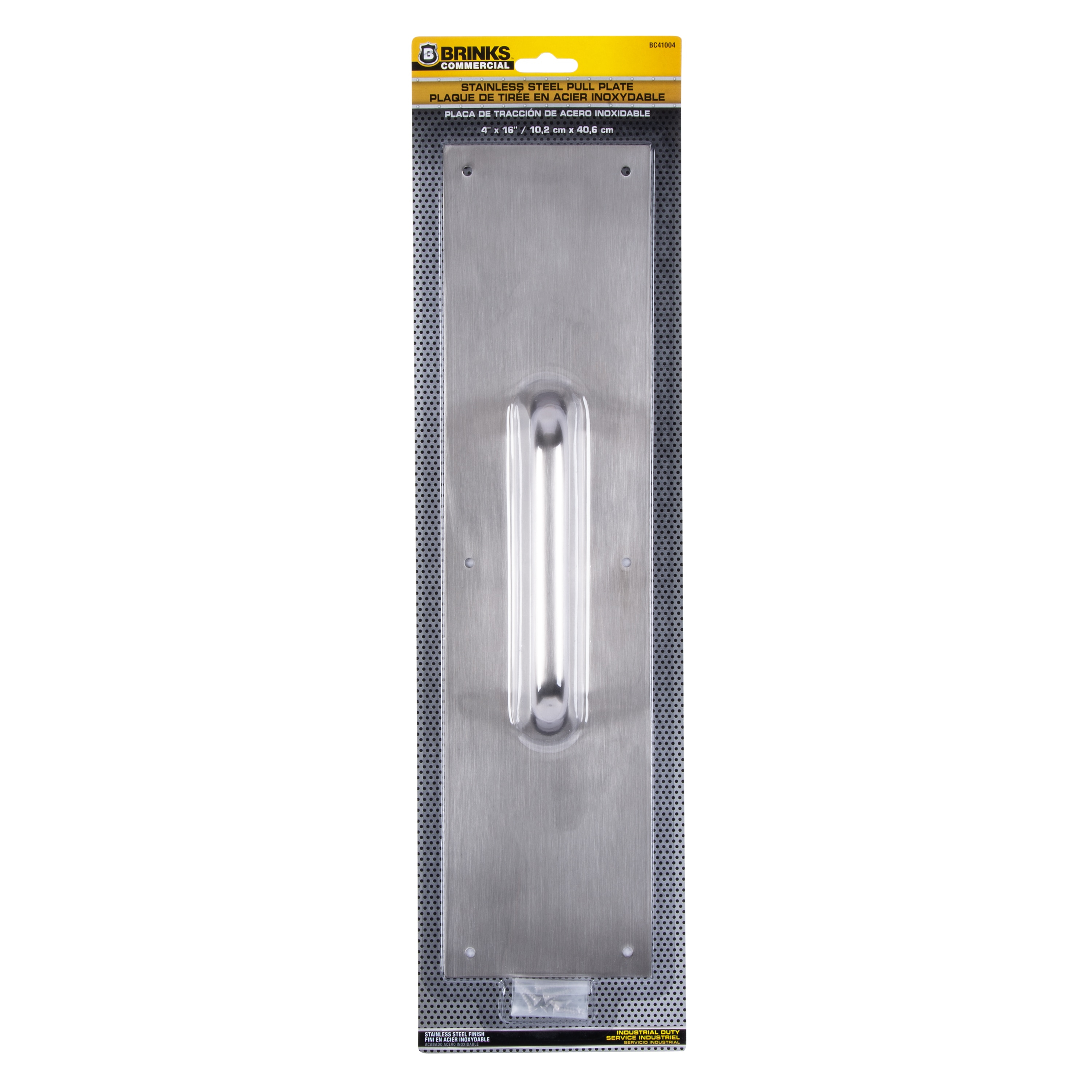 BRINKS Commercial - Commercial 16" Pull Door Plate, Stainless Steel Finish - Rust and Corrosion Resistant Door Plate