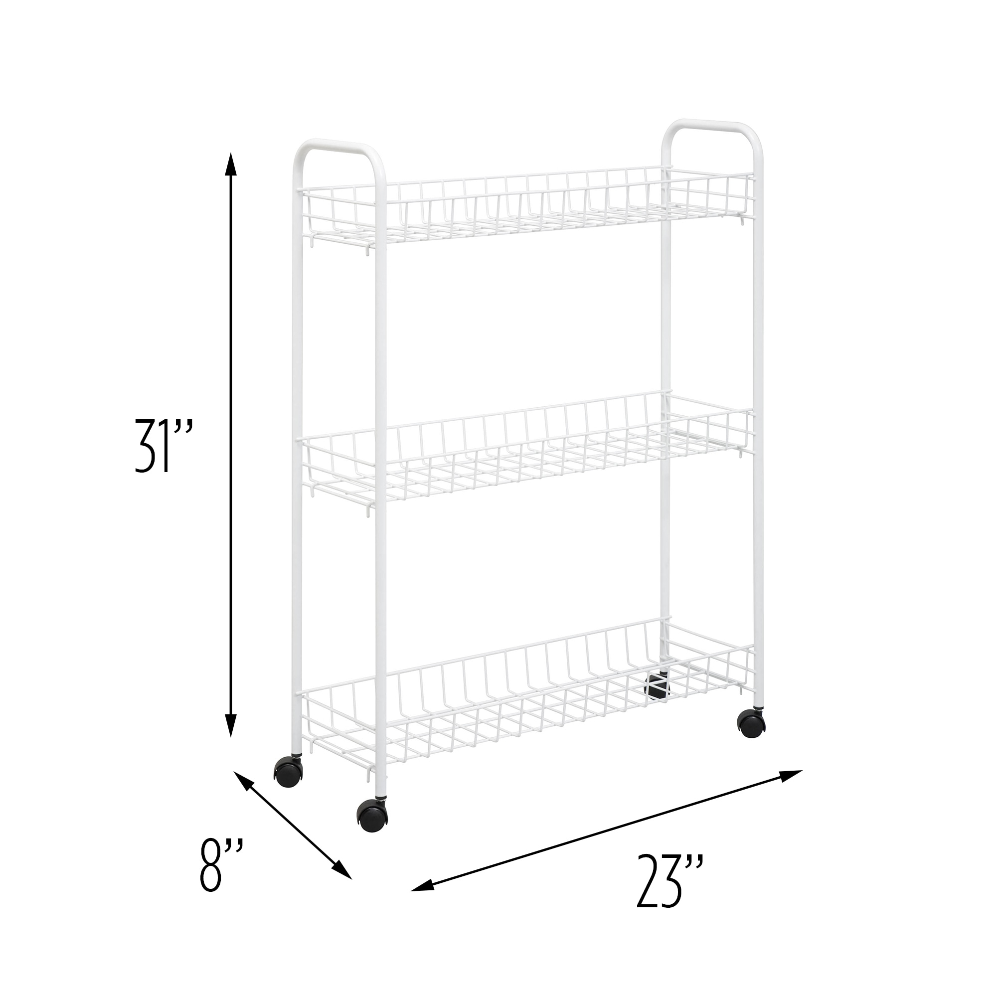 Honey-Can-Do 3-Tier Rolling Steel Storage Cart, White