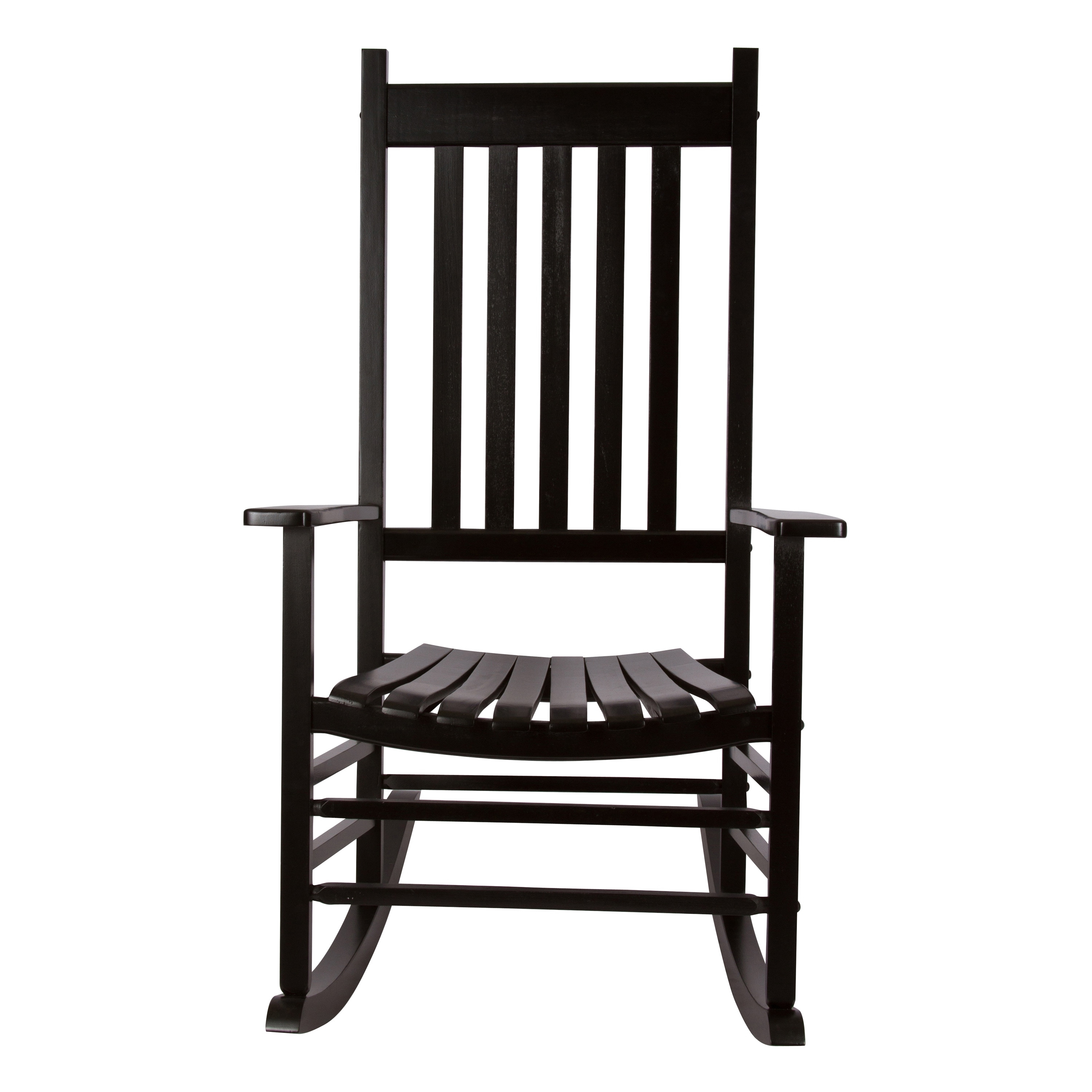 Shine Company Vermont Porch Rocker, High Back Wood Rocking Chair, Black