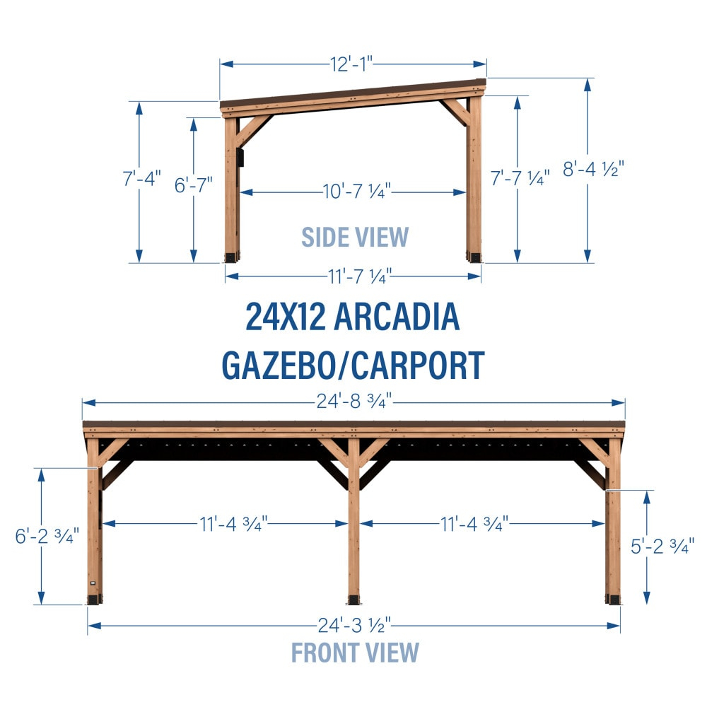 Backyard Discovery Arcadia 24'x12' Cedar Wood Gazebo, Galvanized Steel Roof, PowerPort