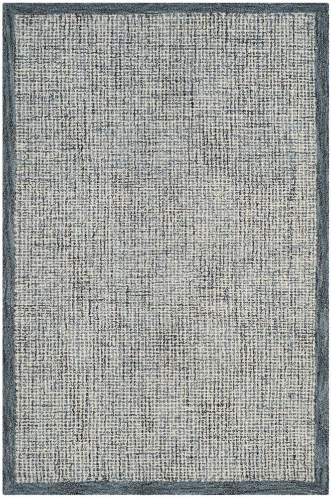 SAFAVIEH Abstract Clive Bordered Wool Area Rug, Navy/Ivory, 5' x 8'