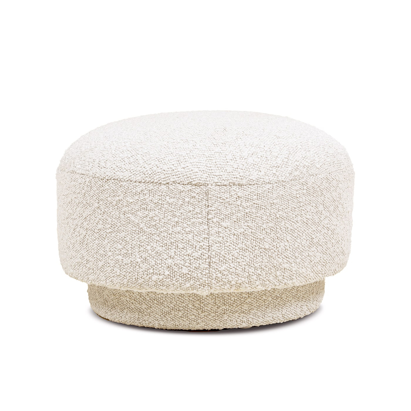 Fuji 15" Mushroom Footstool Ottoman Ivory White Boucle
