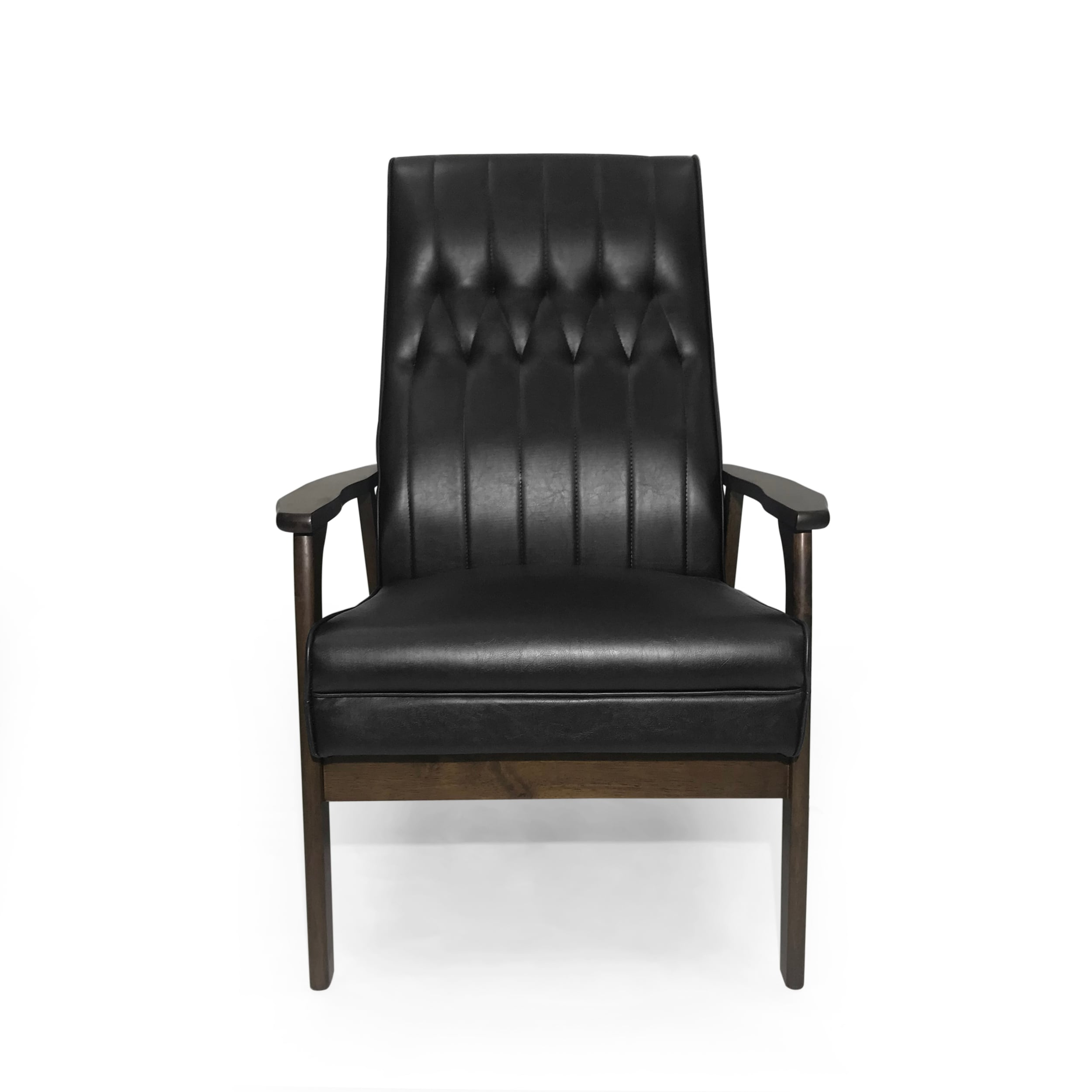 Katharine Mid-Century Modern Accent Chair, Matte Black and Walnut