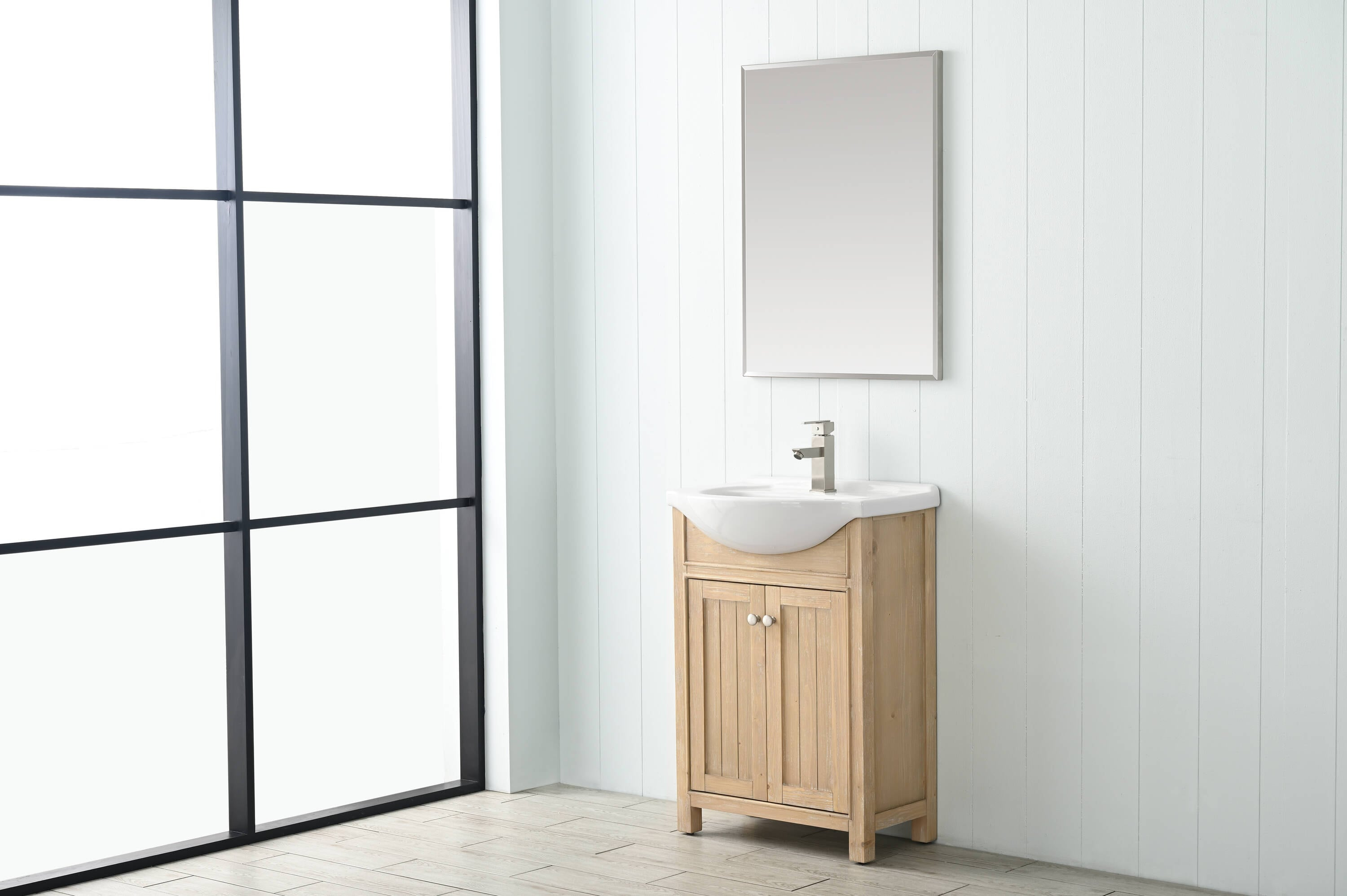 Design Element Marian 24" Single Sink Bath Vanity in Oak with Porcelain Top