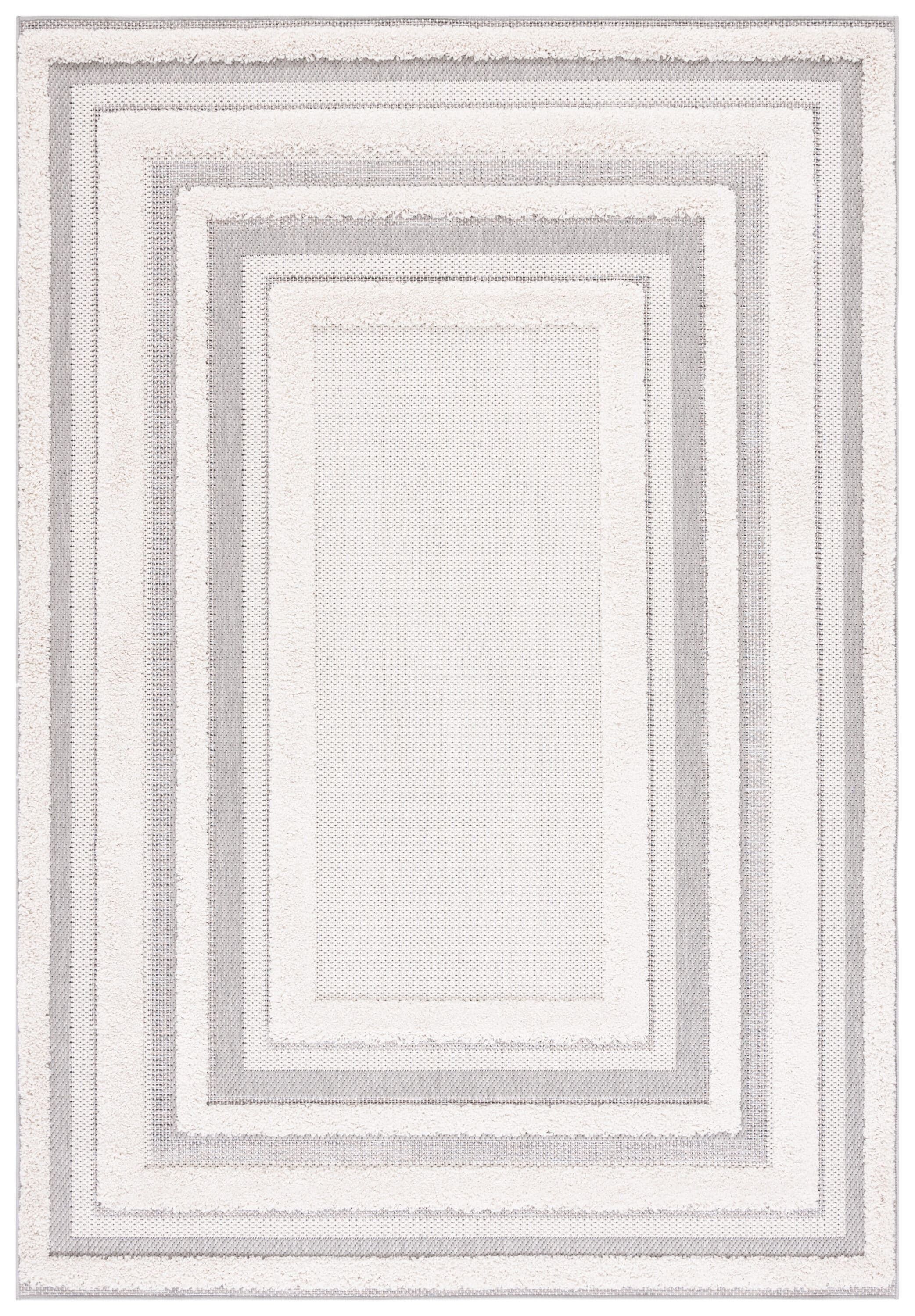 SAFAVIEH Cottage Calla Bordered Indoor/Outdoor Area Rug, Ivory/Grey, 9' x 12'