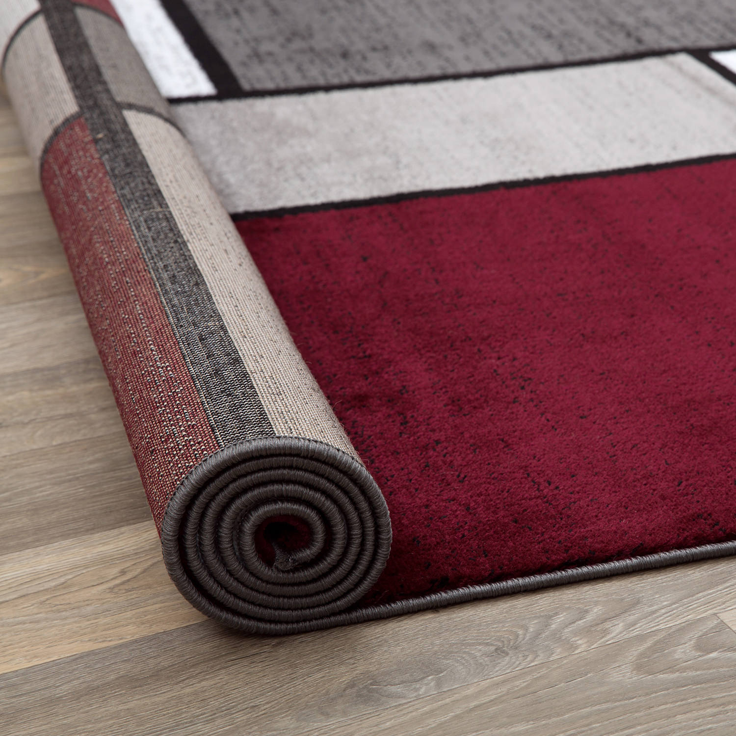 Rugshop Contemporary Modern Boxes Area Rug 5' 3" X 7' 3" Red