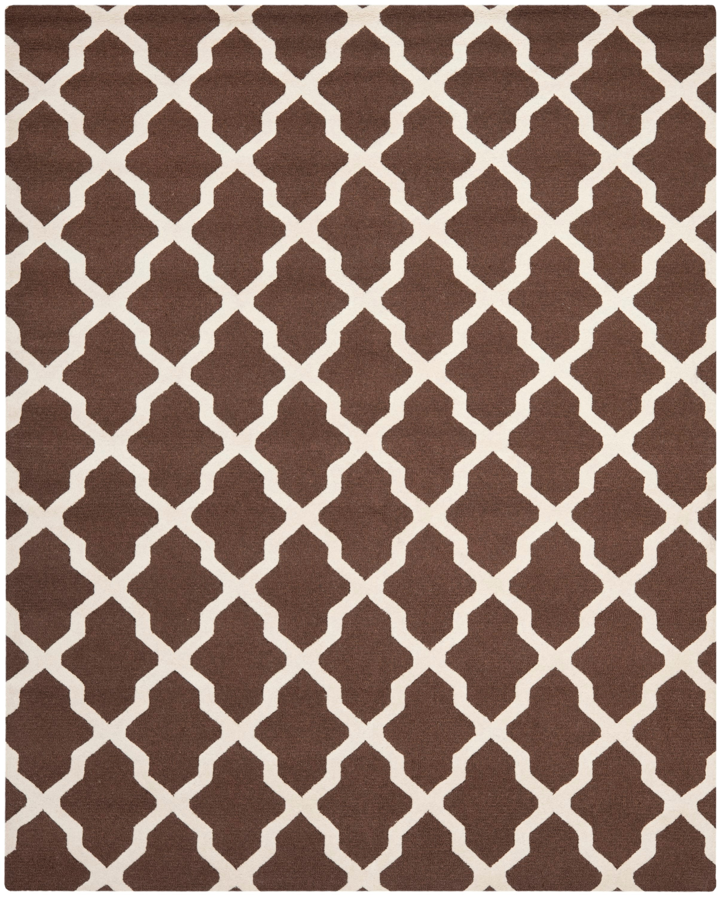 SAFAVIEH Cambridge Liam Geometric Wool Area Rug, Dark Brown/Ivory, 8' x 10'