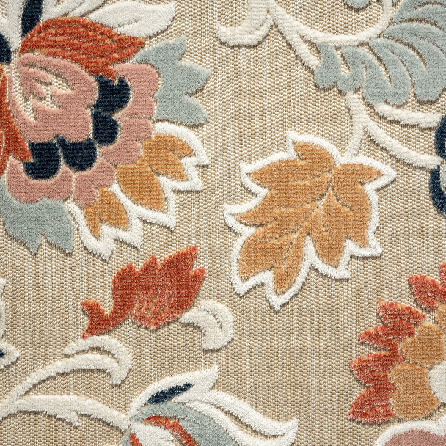 LR Home Elise 5' x 7' Coral/Beige Floral Hi-Low Indoor/Outdoor Area Rug
