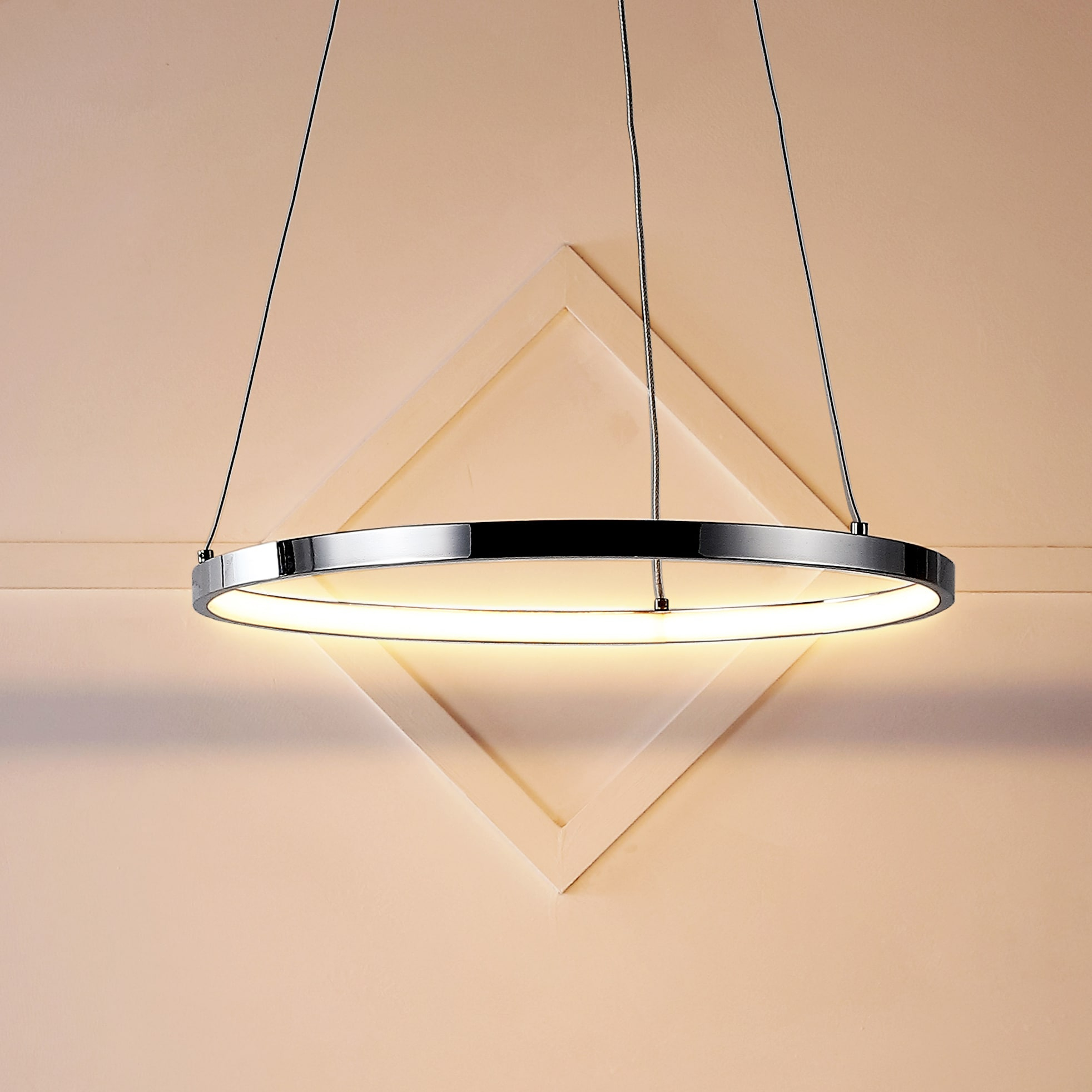 Bradley 15.75 in. 1-Light Integrated LED Chrome Modern Contemporary Metal Round Pendant