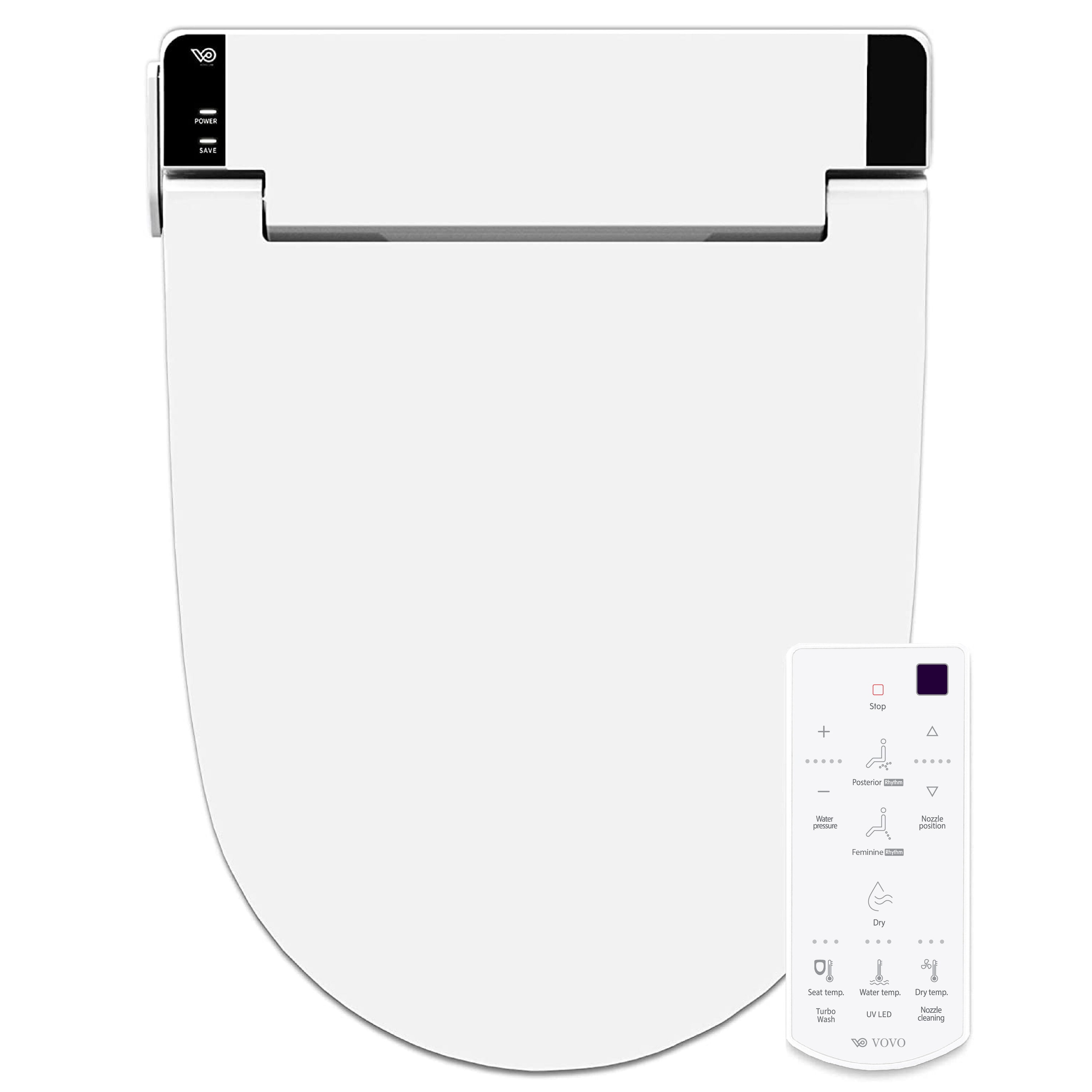 VOVO STYLEMENT VB 6000SE Electronic Smart Bidet Toilet Seat Heated Seat Warm Dry and Water LED Nightlight One piece Toilet Bidet Seat Elongated White