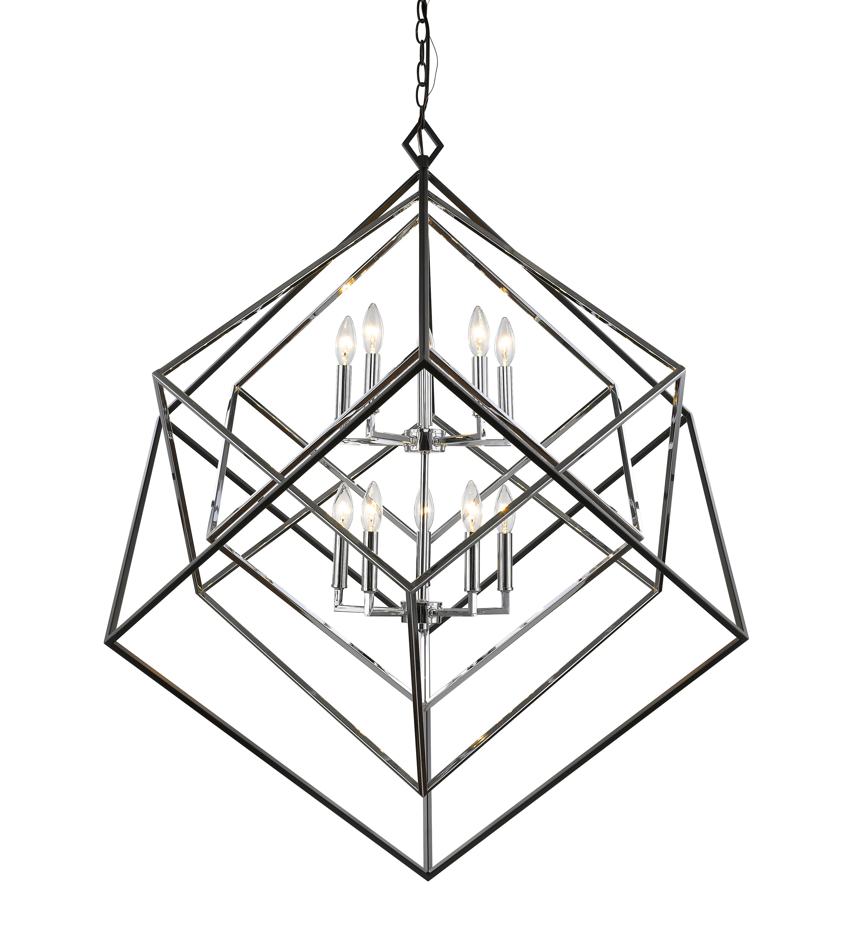 10 Light Chandelier In Linear Style 41.5 Inches Wide By 44.5 Inches High-Chrome/Matte Black Finish    -Traditional Installation Z-Lite 457-10Ch-Mb