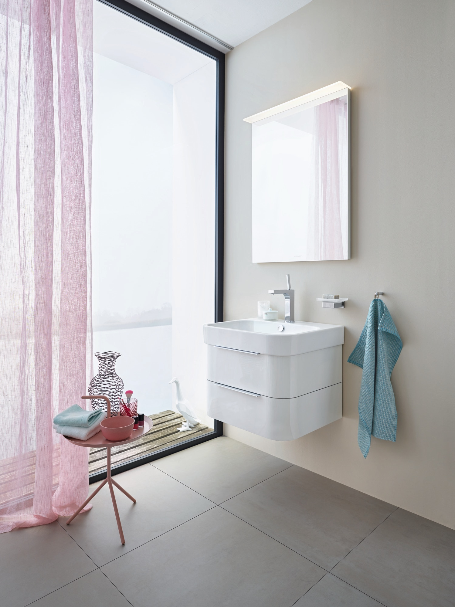 Duravit 231860-3Hole Happy D.2 24" Ceramic Vanity Top - White