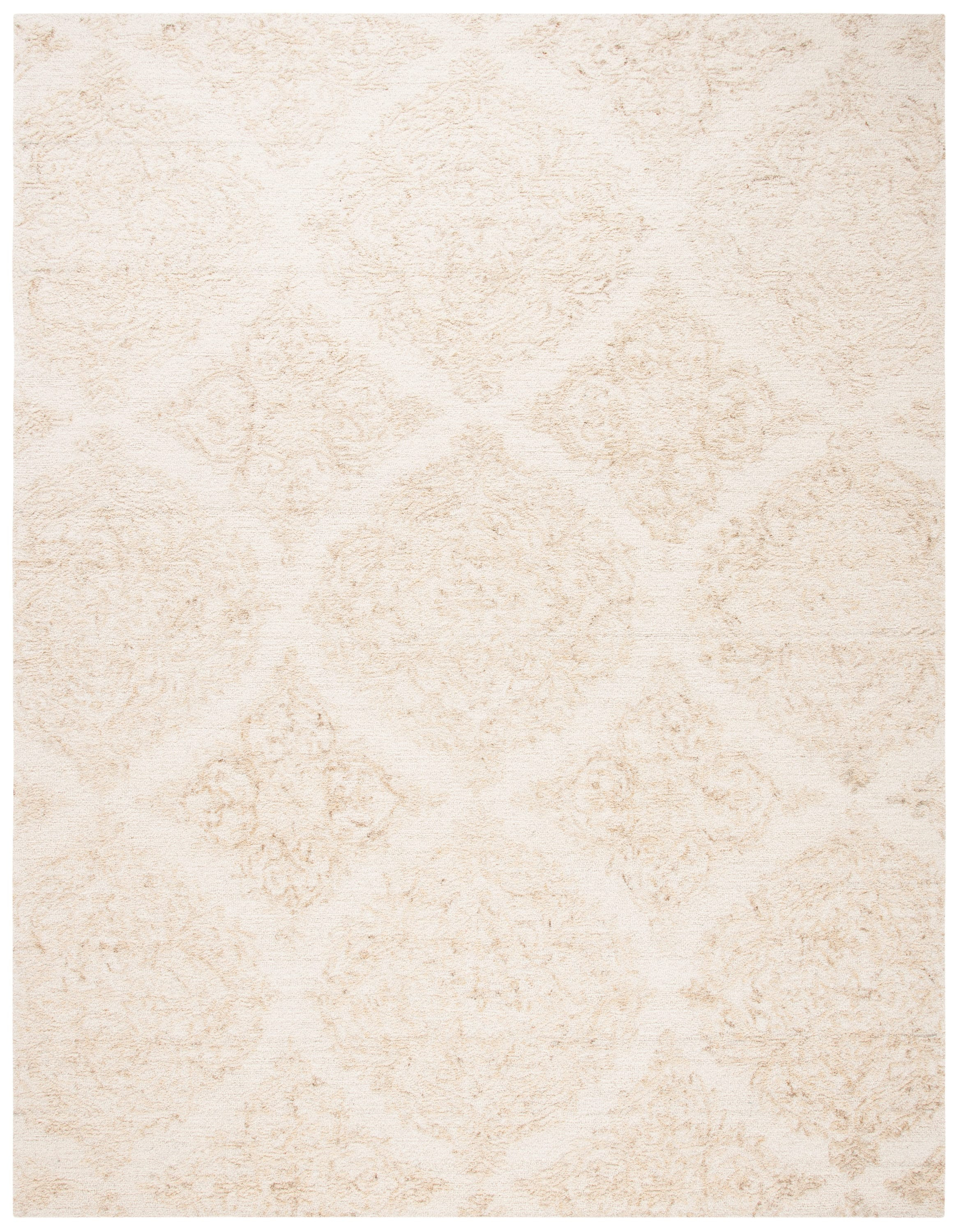 SAFAVIEH Abstract Rachelle Trellis Wool Area Rug, Ivory/Beige, 10' x 14'