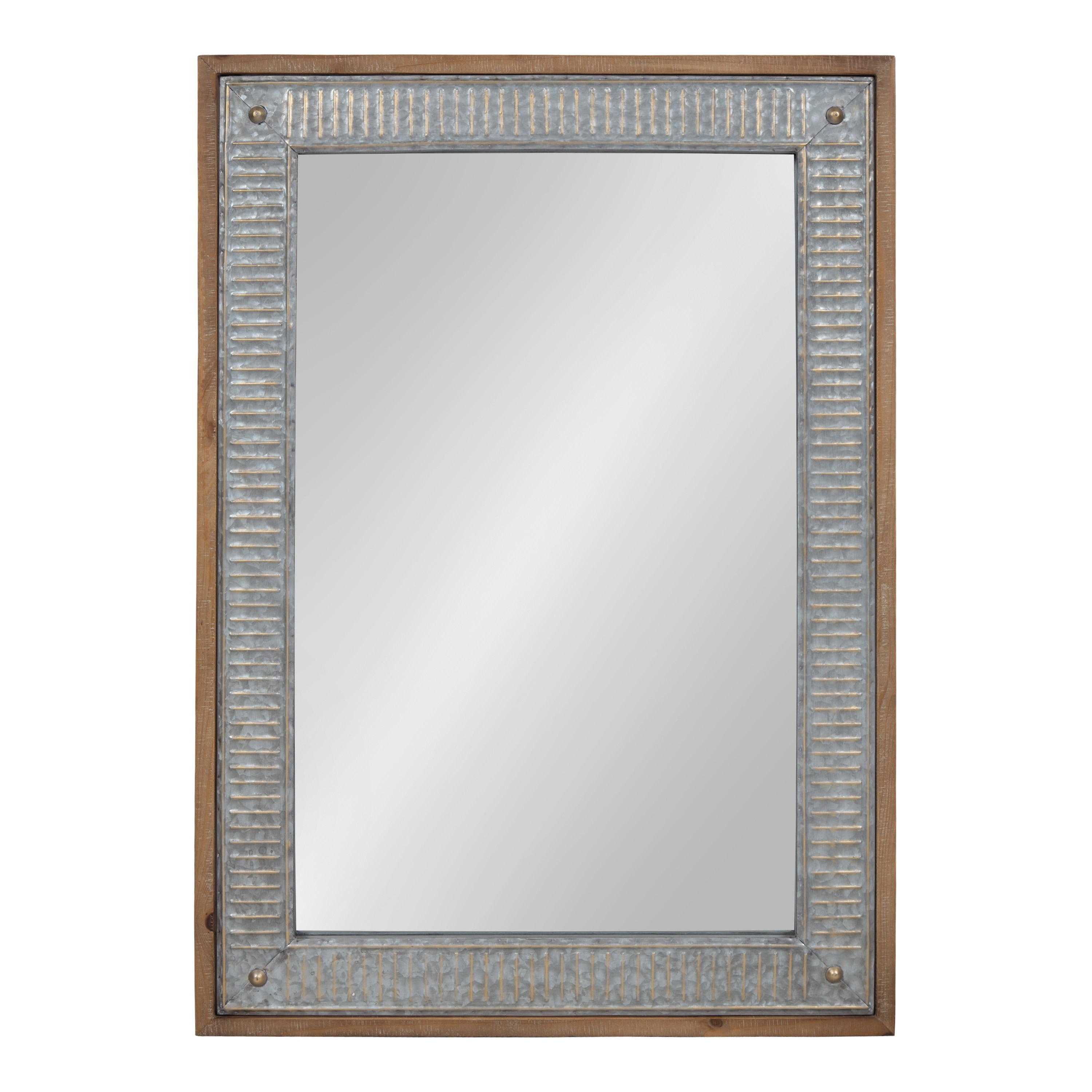 Kate and Laurel Deely Farmhouse Wood and Metal Wall Mirror, Rustic Brown