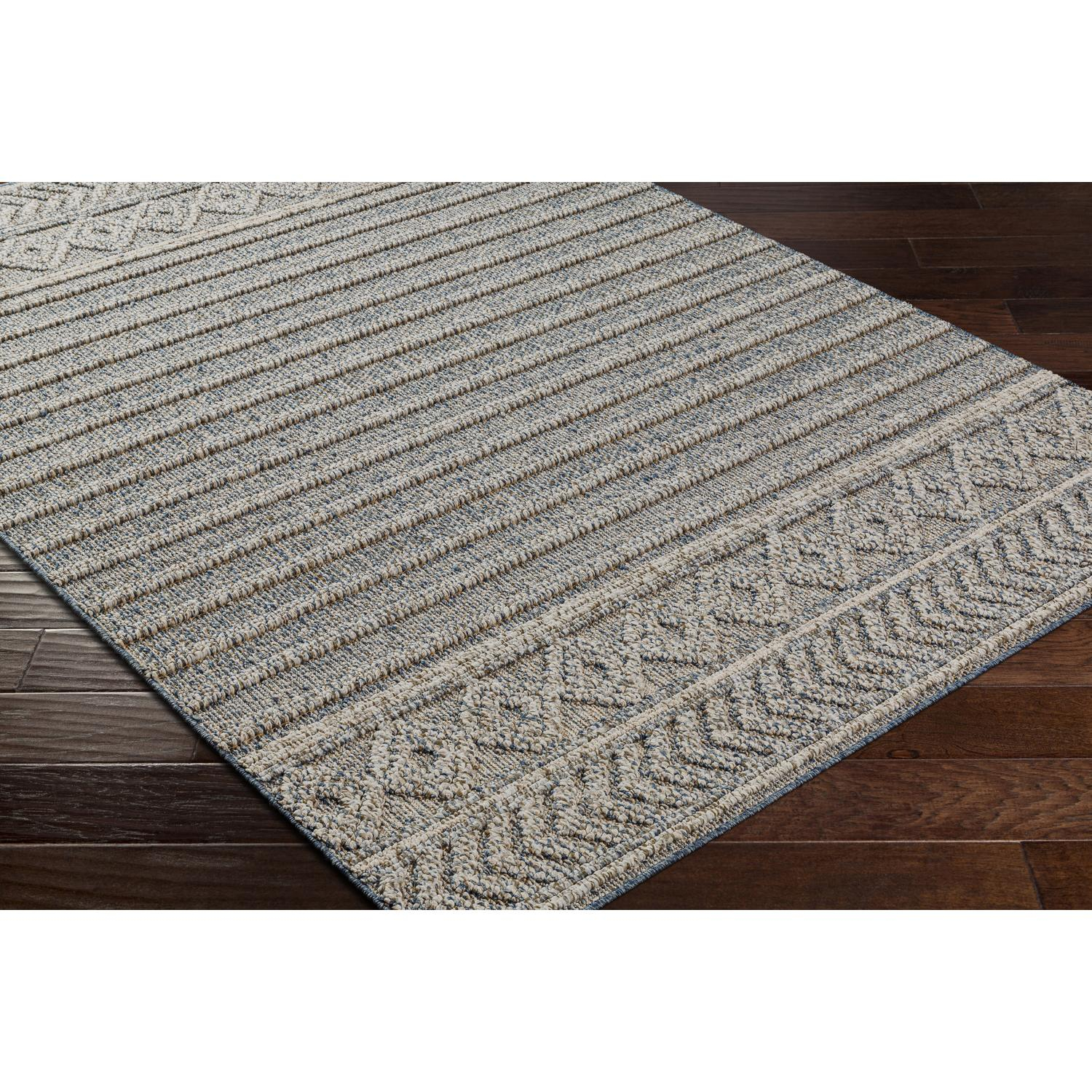 Blue Rectangular Synthetic Easy Care Rug 6'4" x 9'