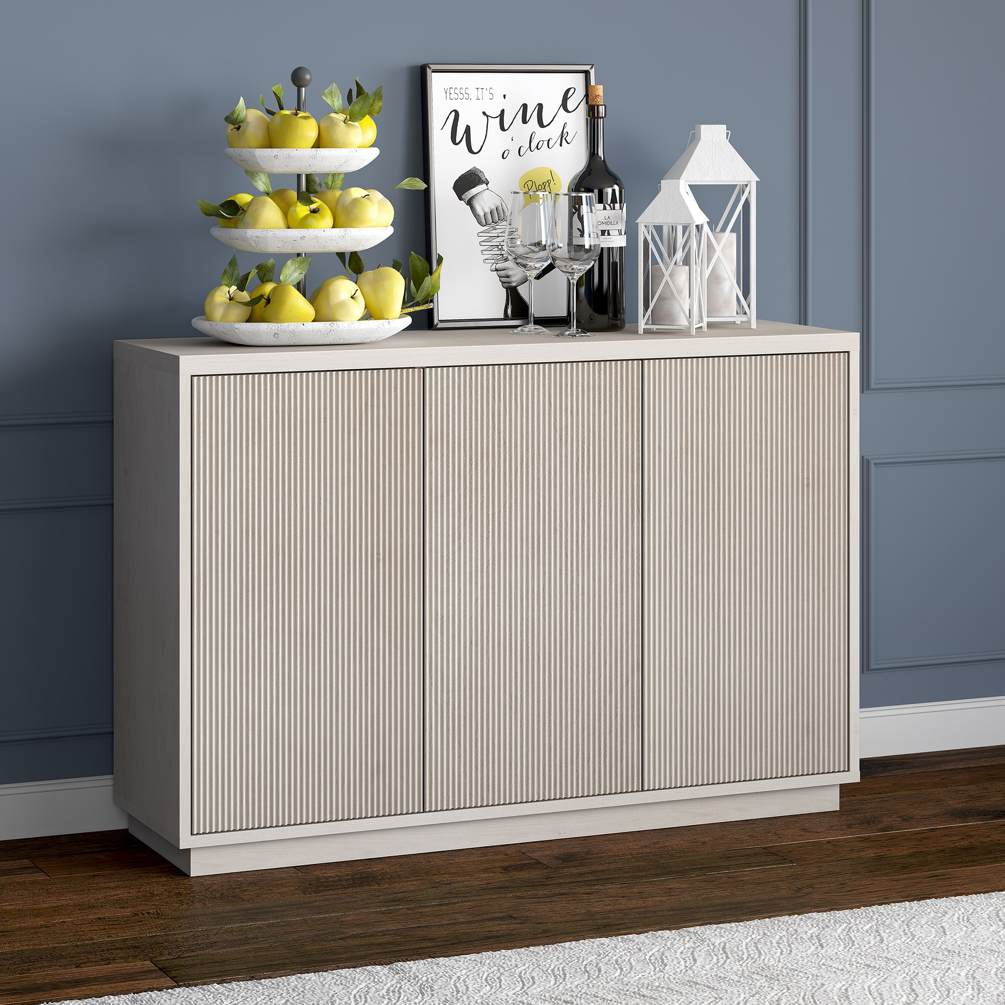 Evelyn&Zoe Alston 48" Wide Rectangular Buffet Table, Alder White