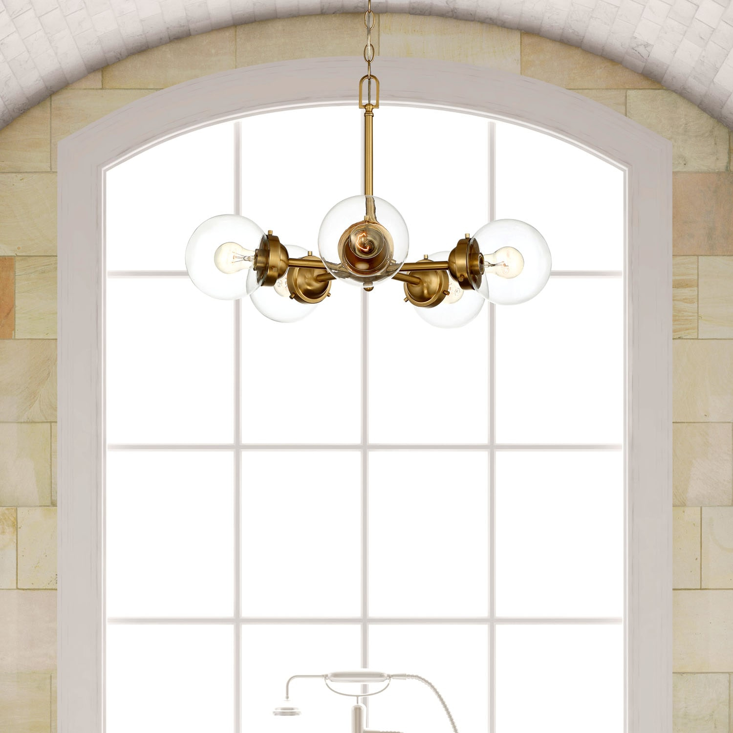 Knoll Vintage Warmth 26" Sputnik Chandelier in Brushed Gold