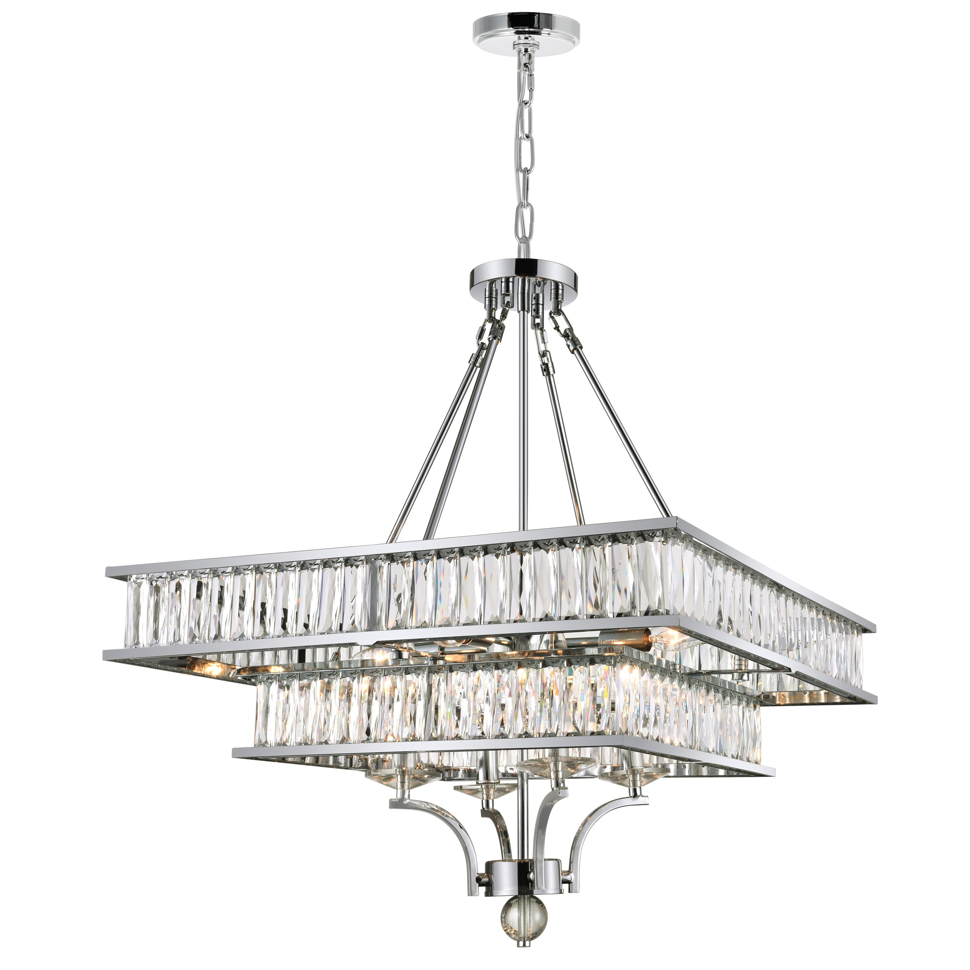 Shalia 23" Chrome Crystal Two-Tier Chandelier