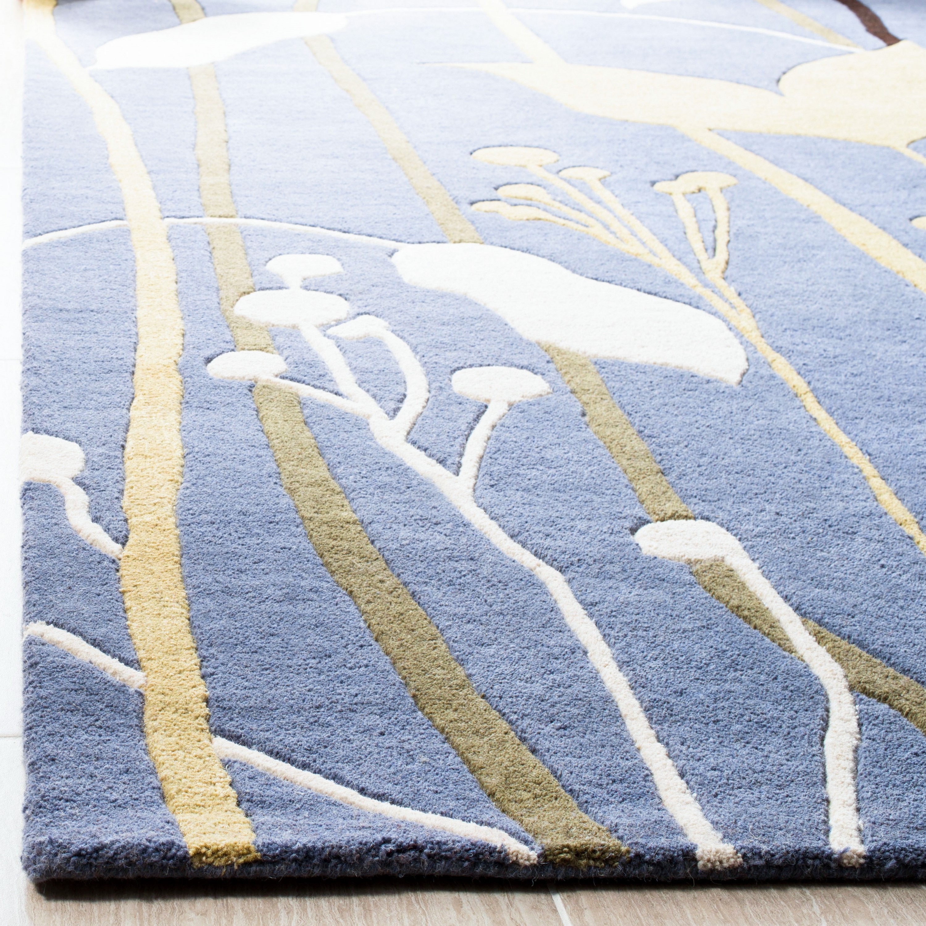 SAFAVIEH Soho Jordan Floral Wool Area Rug, Blue/Multi, 3'6" x 5'6"