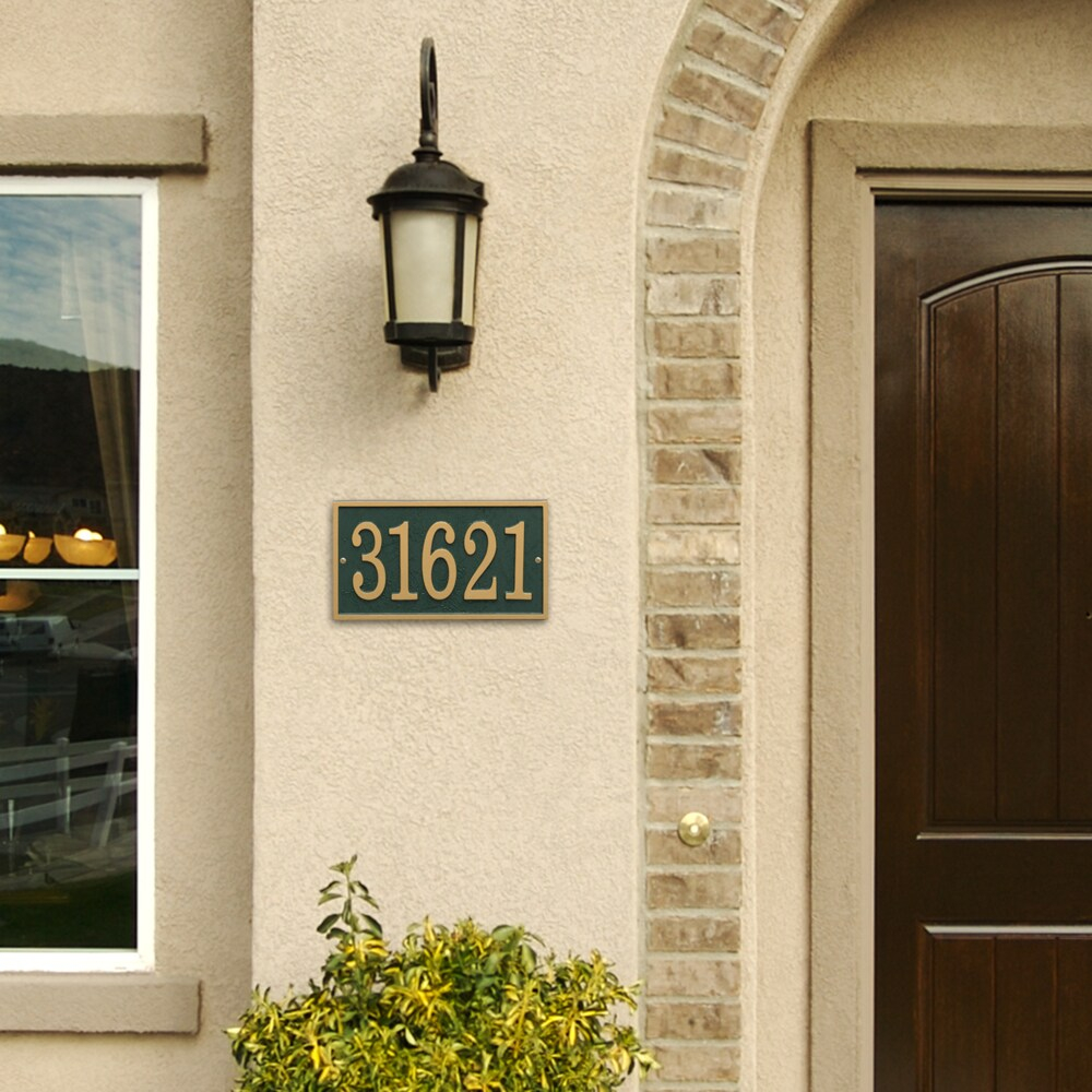 Green and Gold Aluminum Rectangle Address Plaque