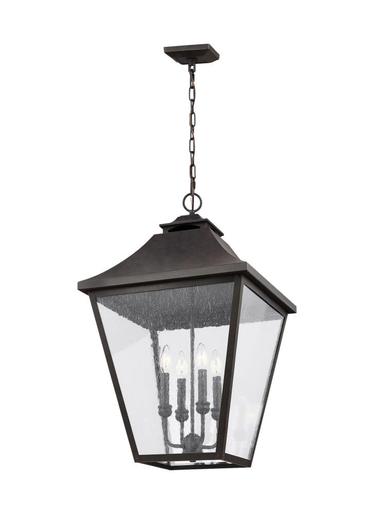 Galena Sable 4-Light Outdoor Hanging Lantern with Clear Seeded Glass