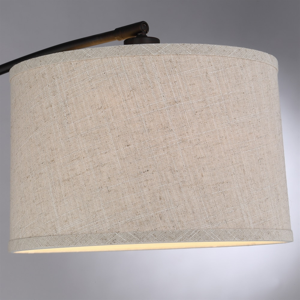 Clift Floor Lamp made of Steel and White Fabric Drum Shade