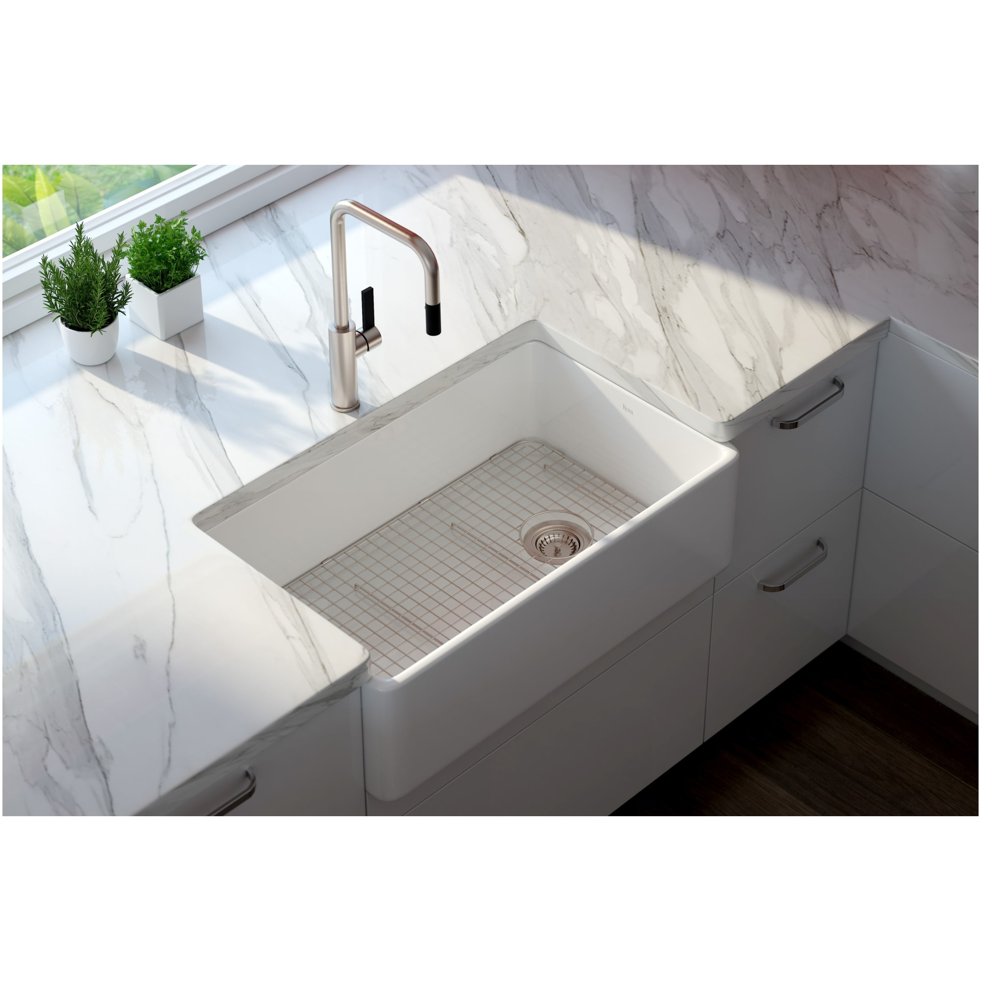 Polished Chrome and Matte Black Transitional Kitchen Faucet with Pull-out Spray