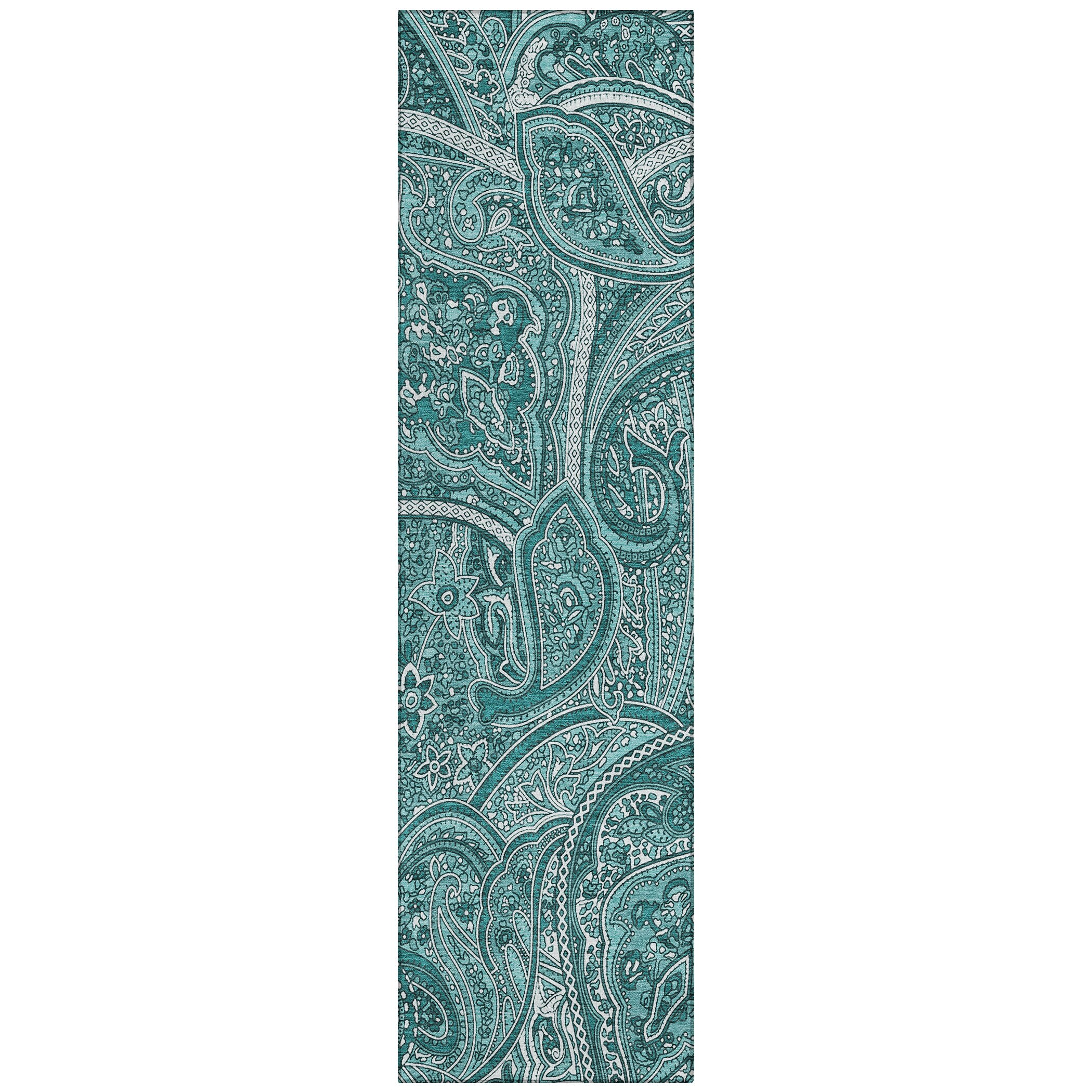 Addison Rugs Chantille ACN623 Teal 2'3" x 7'6" Indoor Outdoor Runner Rug, Easy Clean, Machine Washable, Non Shedding, Entryway, Hallway, Living Room, Dining Room, Kitchen, Patio Rug