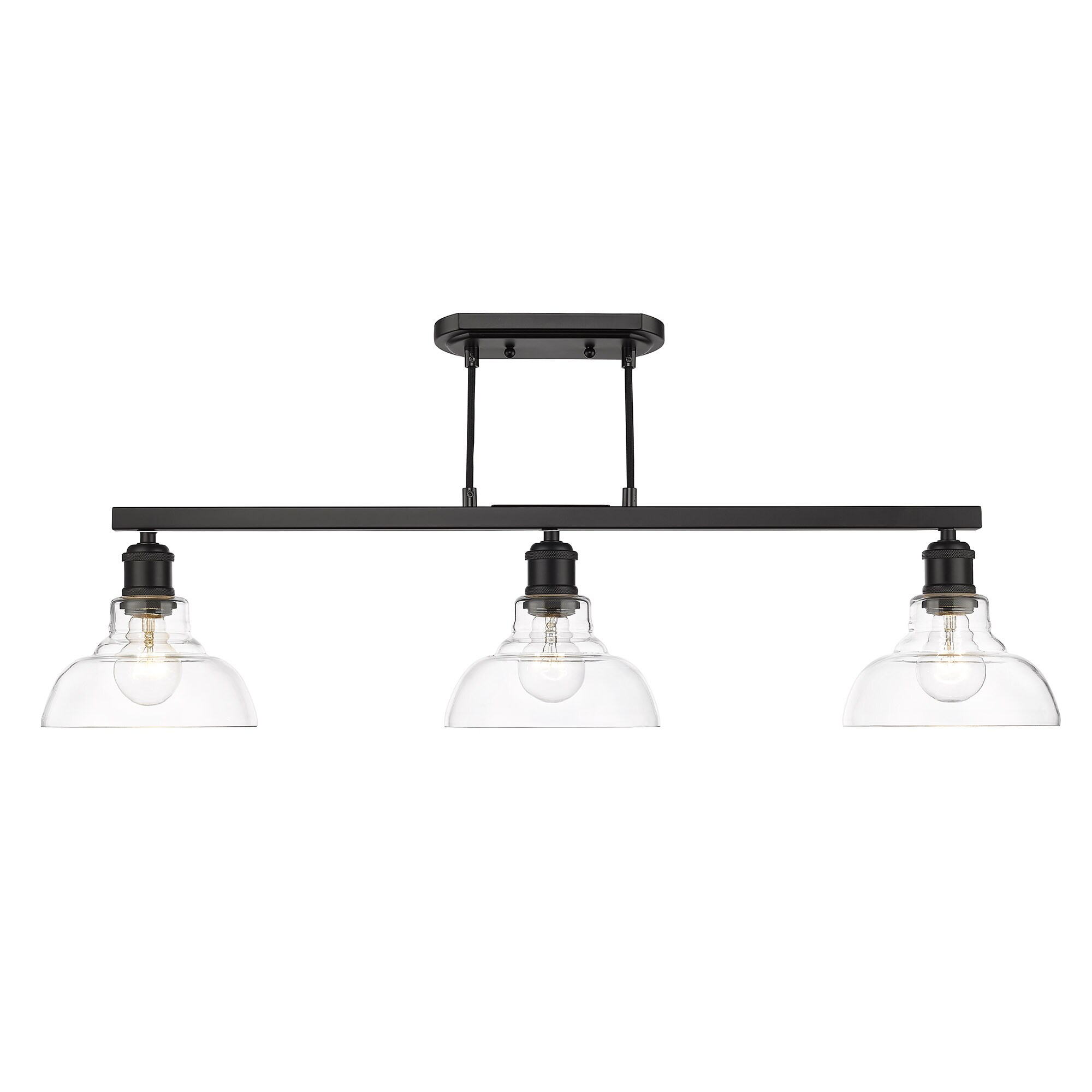 Golden Lighting Carver 3-Light Semi-flush in Matte Black with Clear Glass