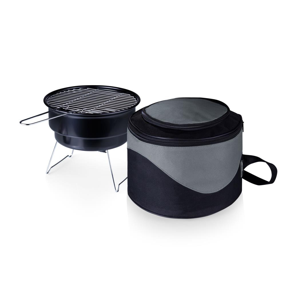 10 in.Caliente Round Portable Cooler/Charcoal Grill in Black