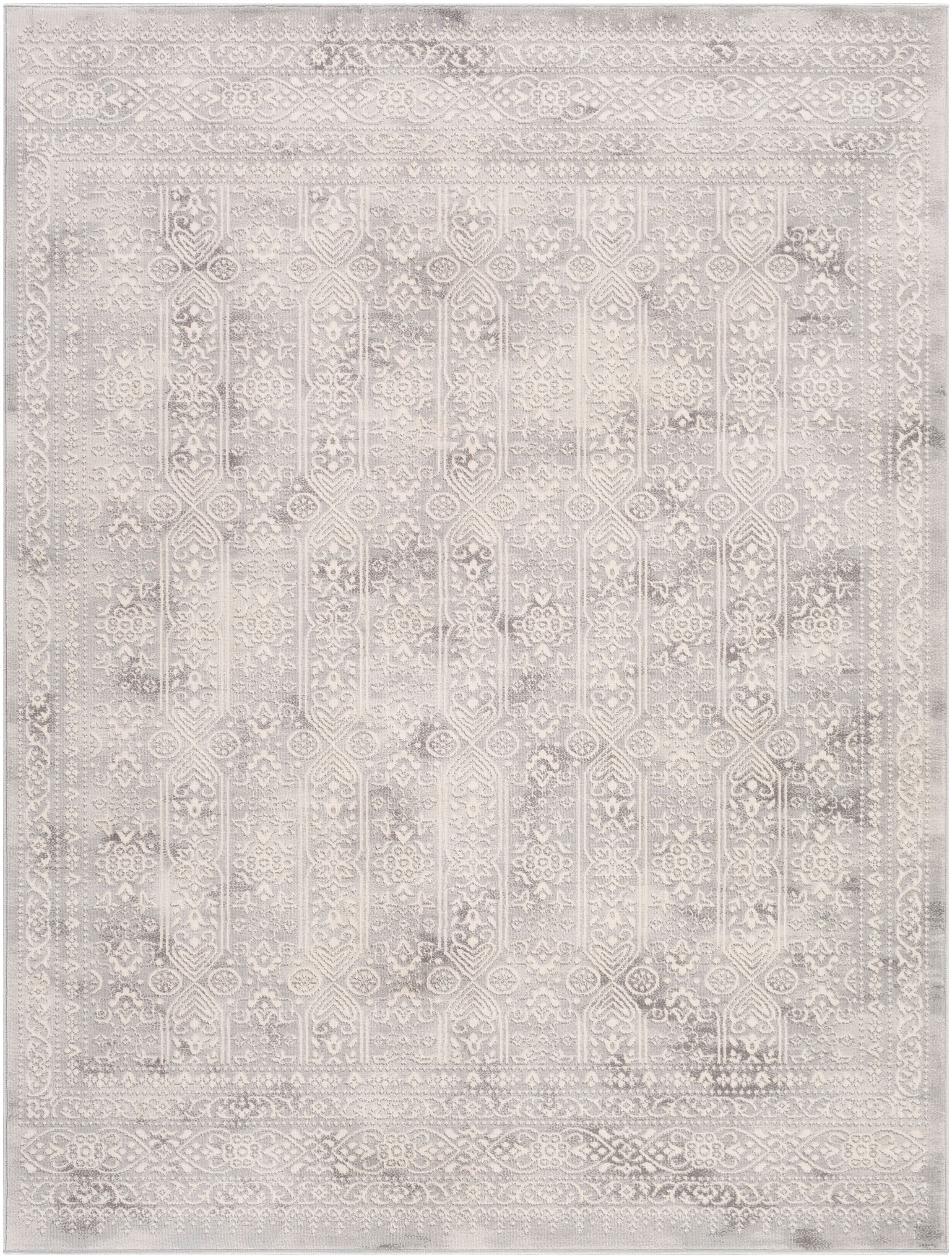 Reversible Gray Synthetic 9' x 12' Easy Care Area Rug
