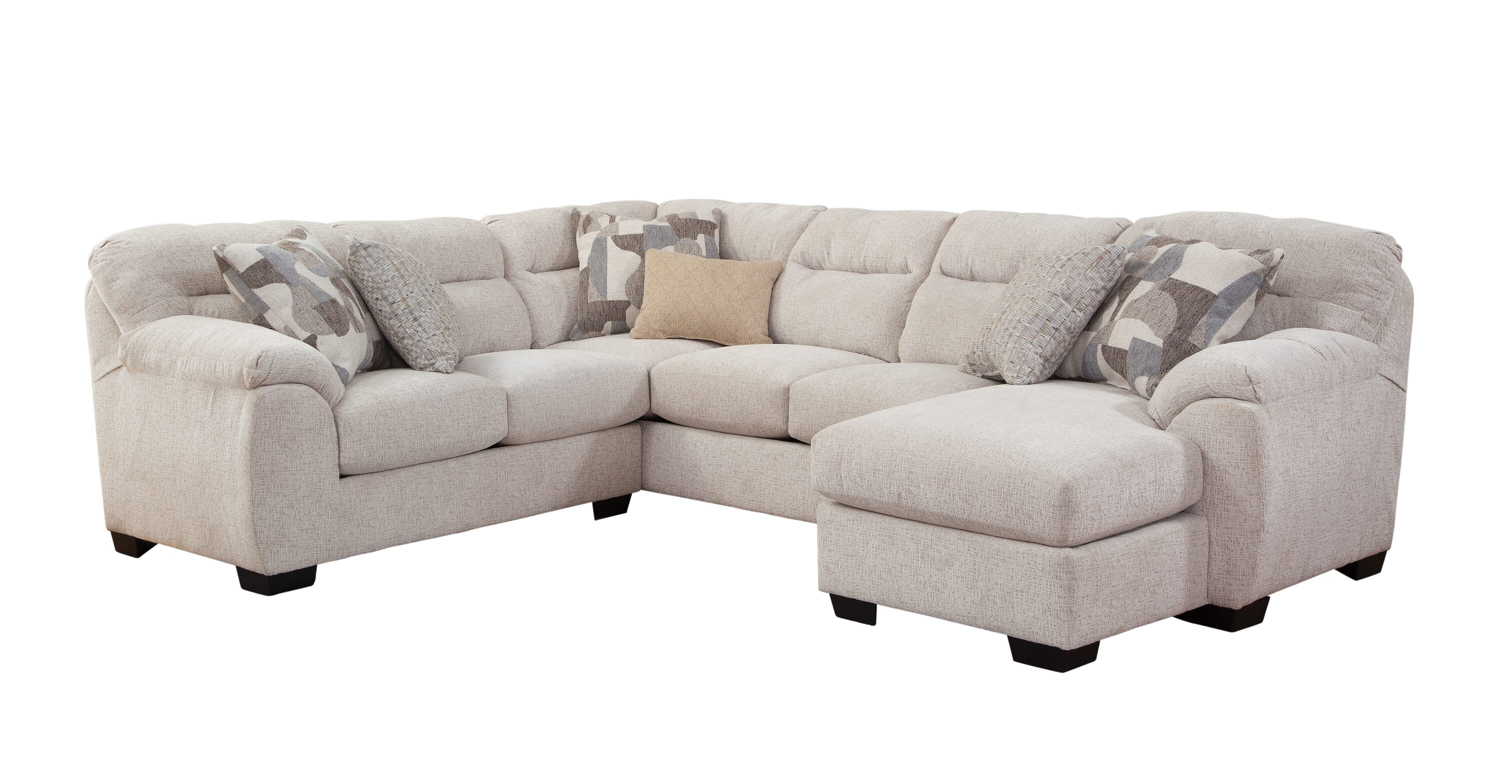 American Furniture Classics Cabral Slate L Shaped Sectional with 4 Throw Pillows