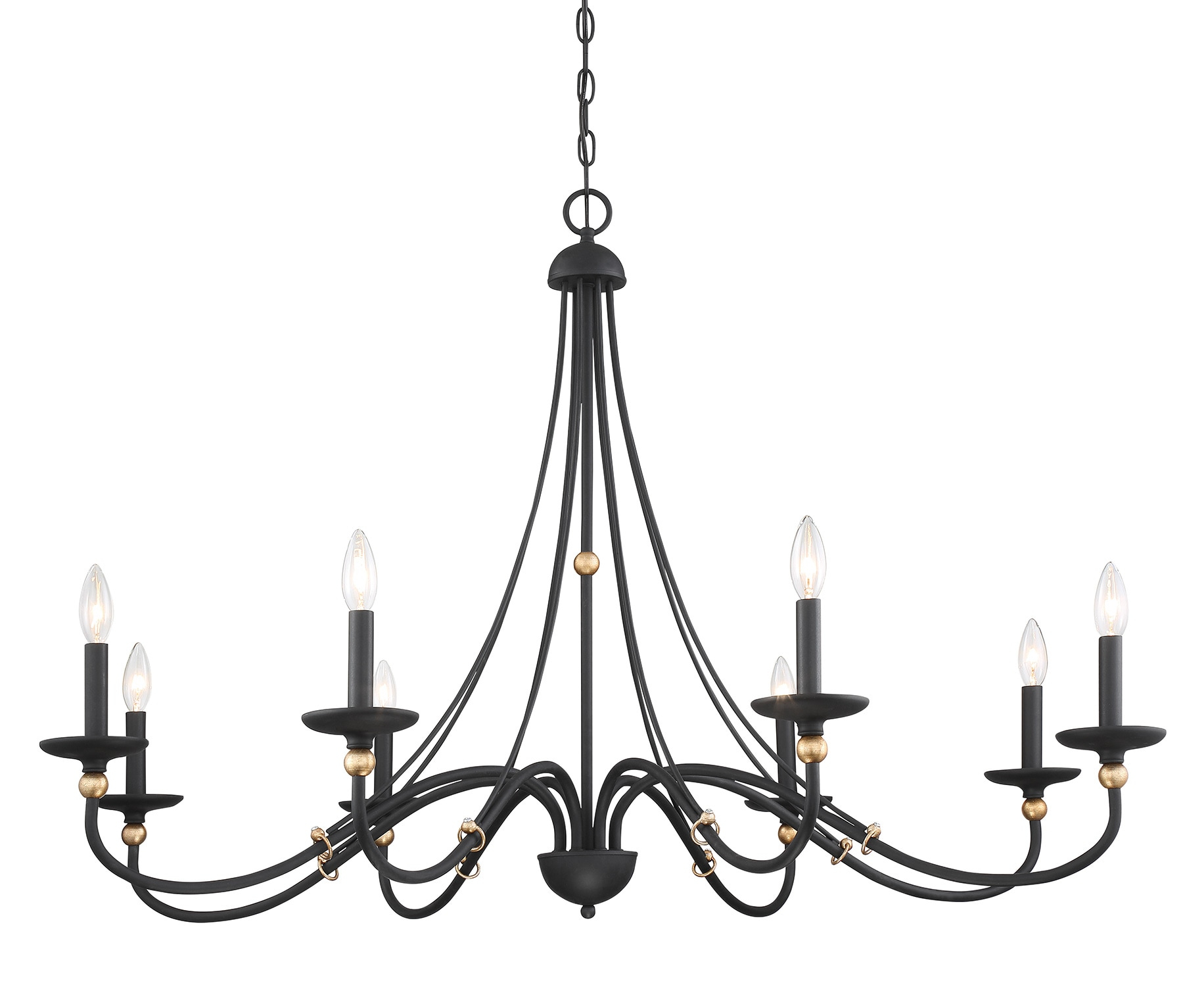 Westchester County Sand Coal and Skyline Gold Leaf 8-Light Chandelier