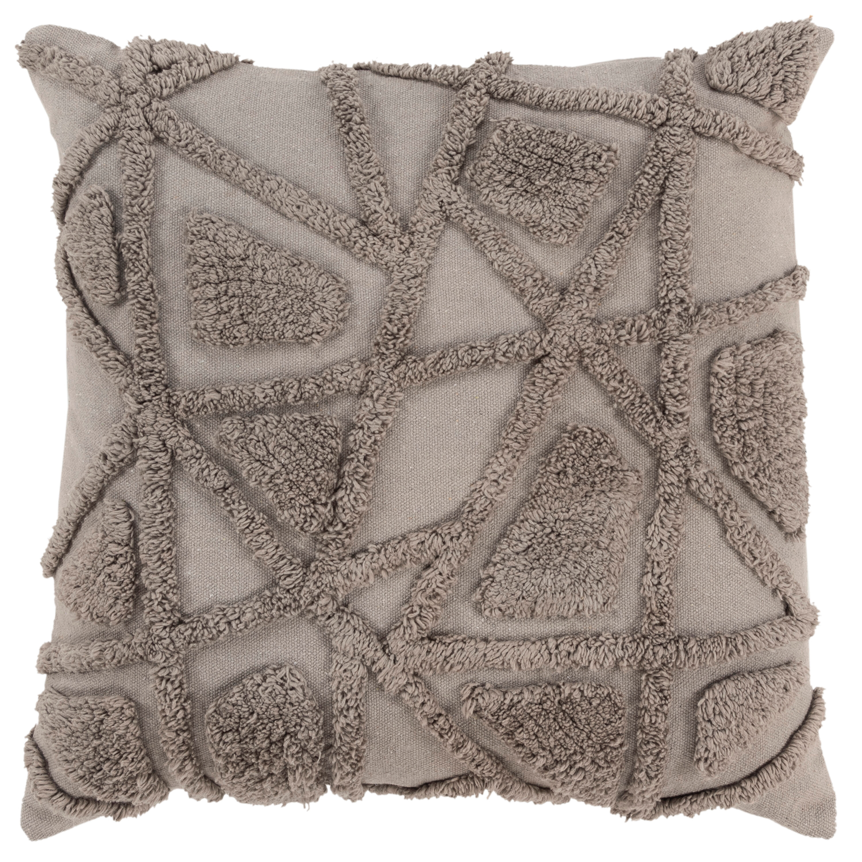 Slate Gray Tufted Cotton Blend Square Decorative Pillow