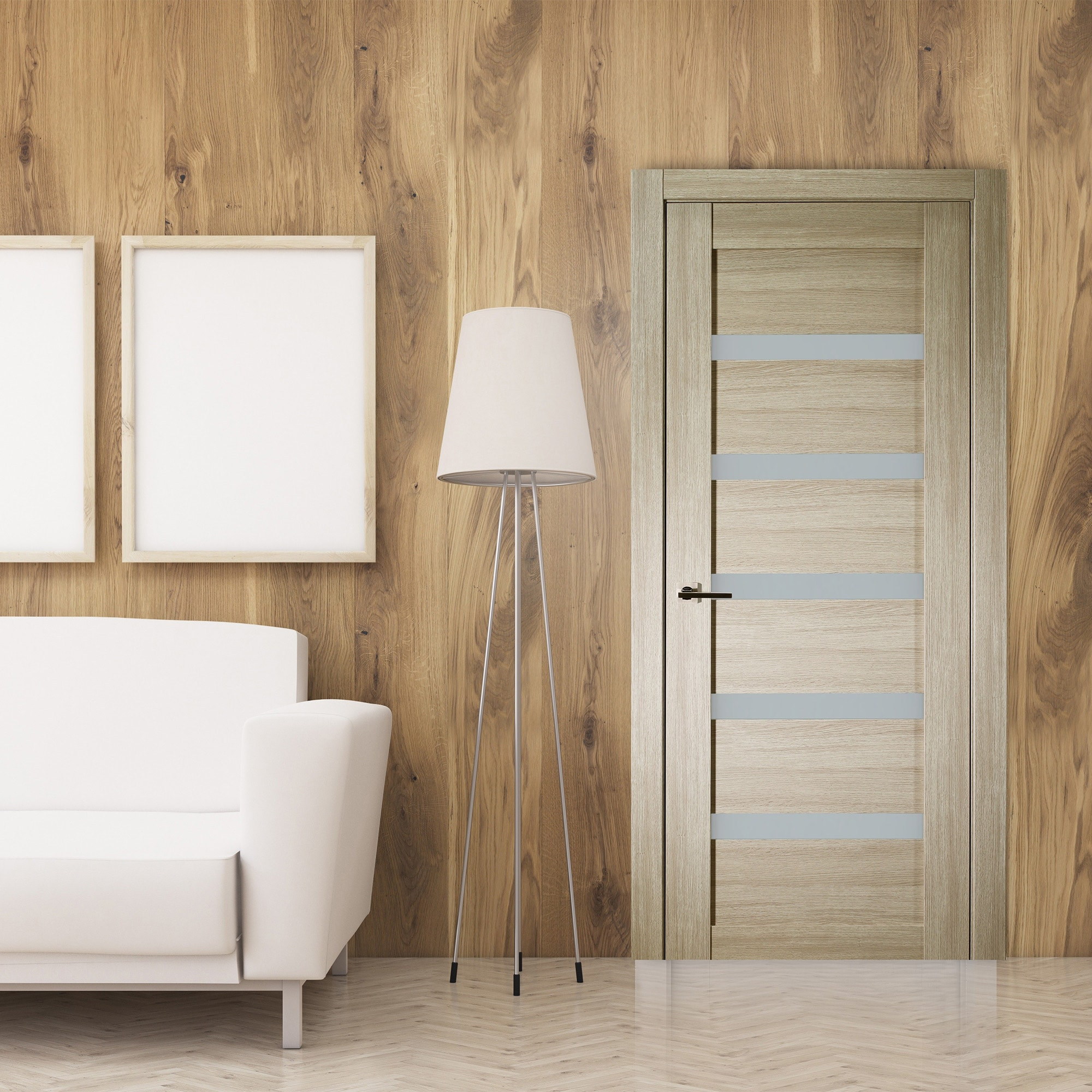 Belldinni Leora Paneled Manufactured Wood and Glass Standard Door Slab