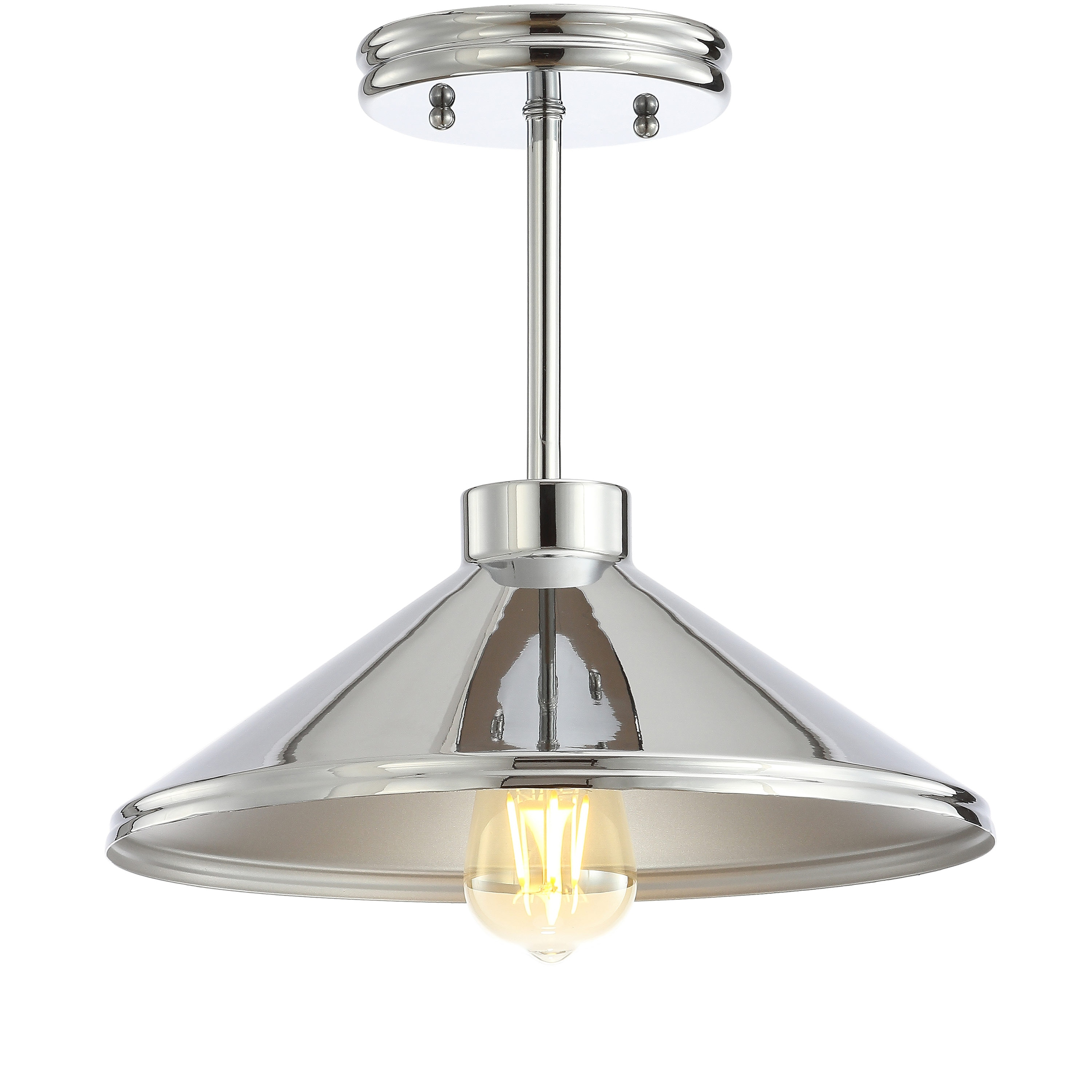 Cisco 11.75" Iron Modern Farmhouse LED Semi Flush Mount, Chrome