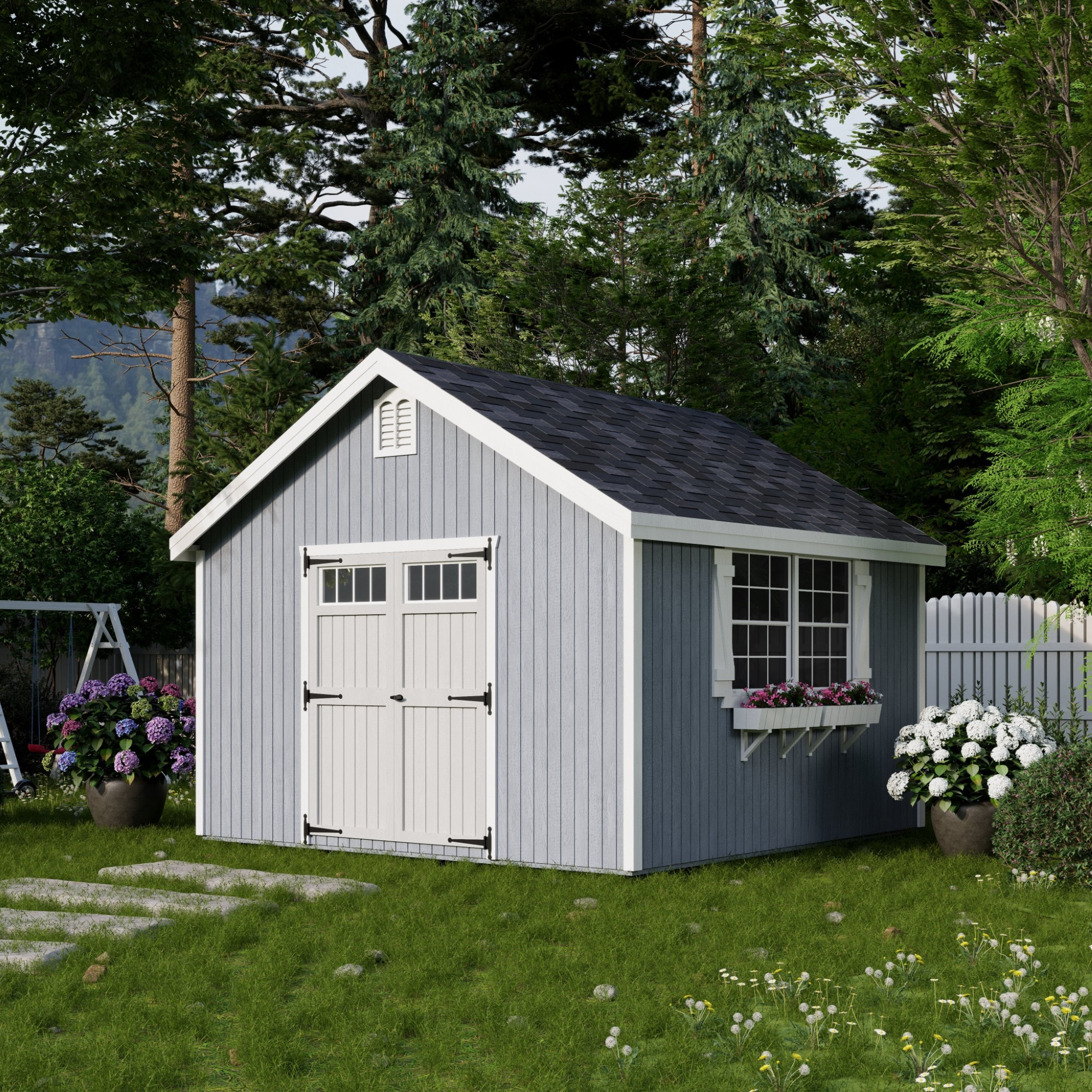 Little Cottage Co. 12x12 Colonial Williamsburg Shed with Operable Windows, Outdoor Wood Storage Do-It-Yourself Precut Kit