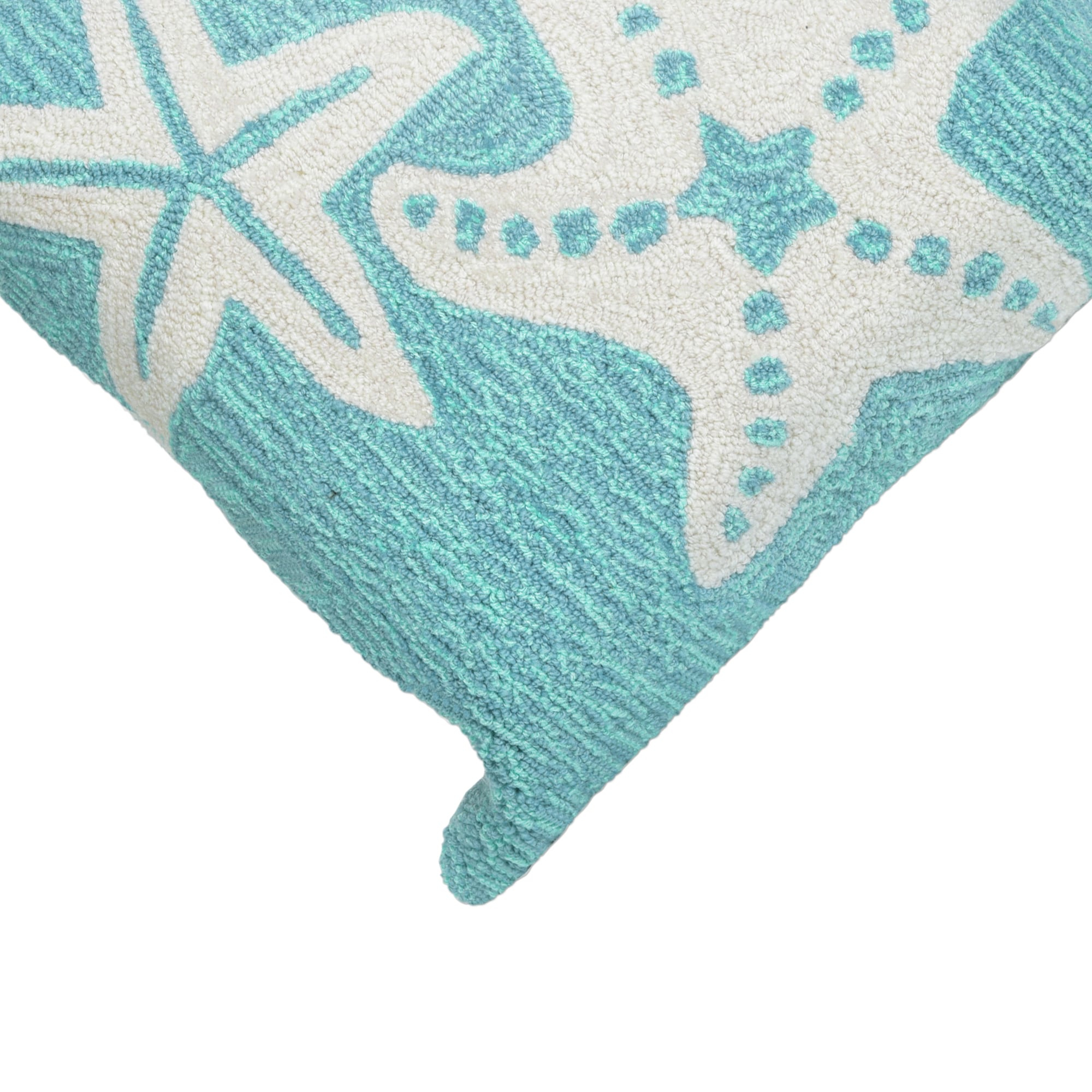 Aqua and White Polyacrylic Starfish Decorative Pillow Set