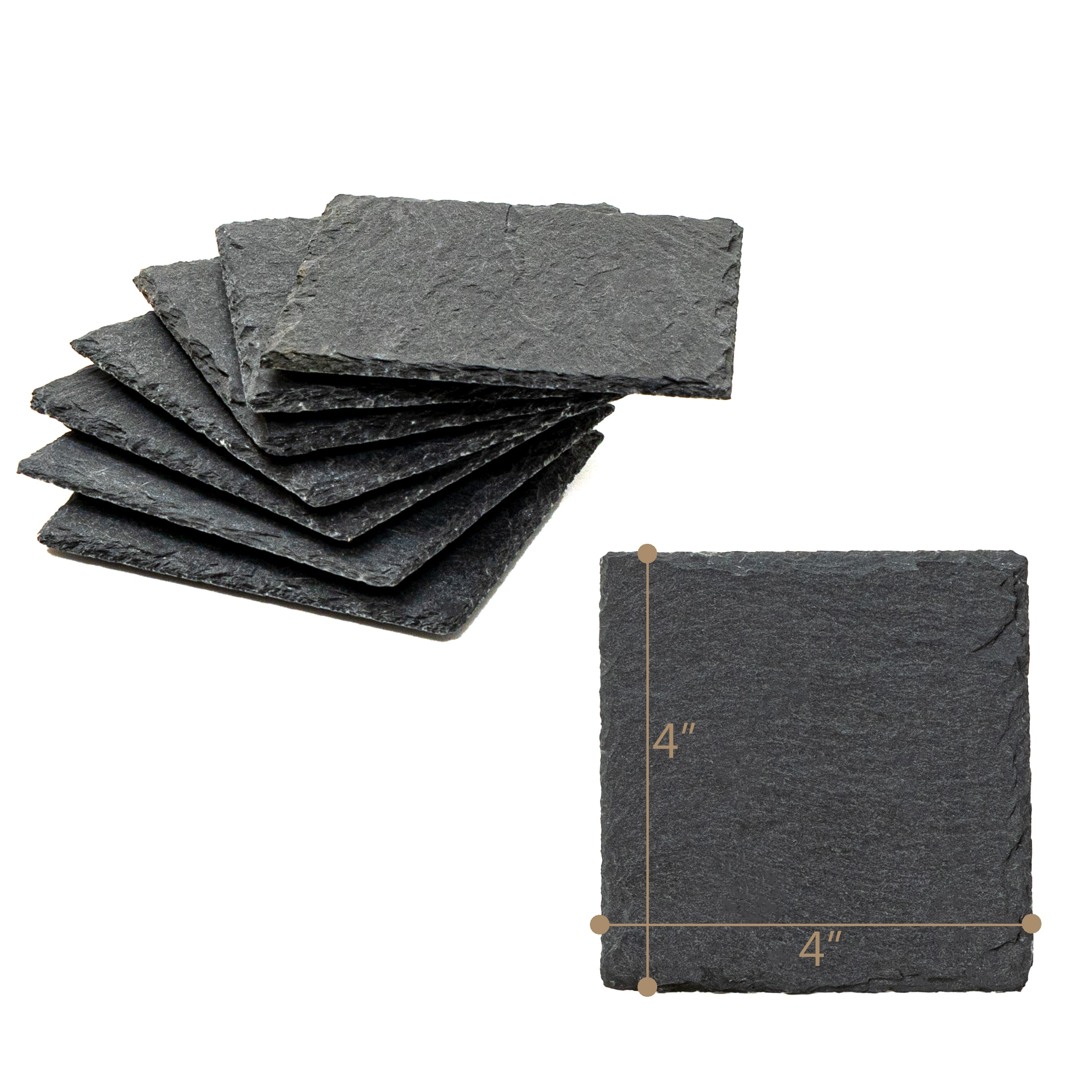 Slate Drink Coasters - Set of 8 - 4" x 4" By Trademark Innovations
