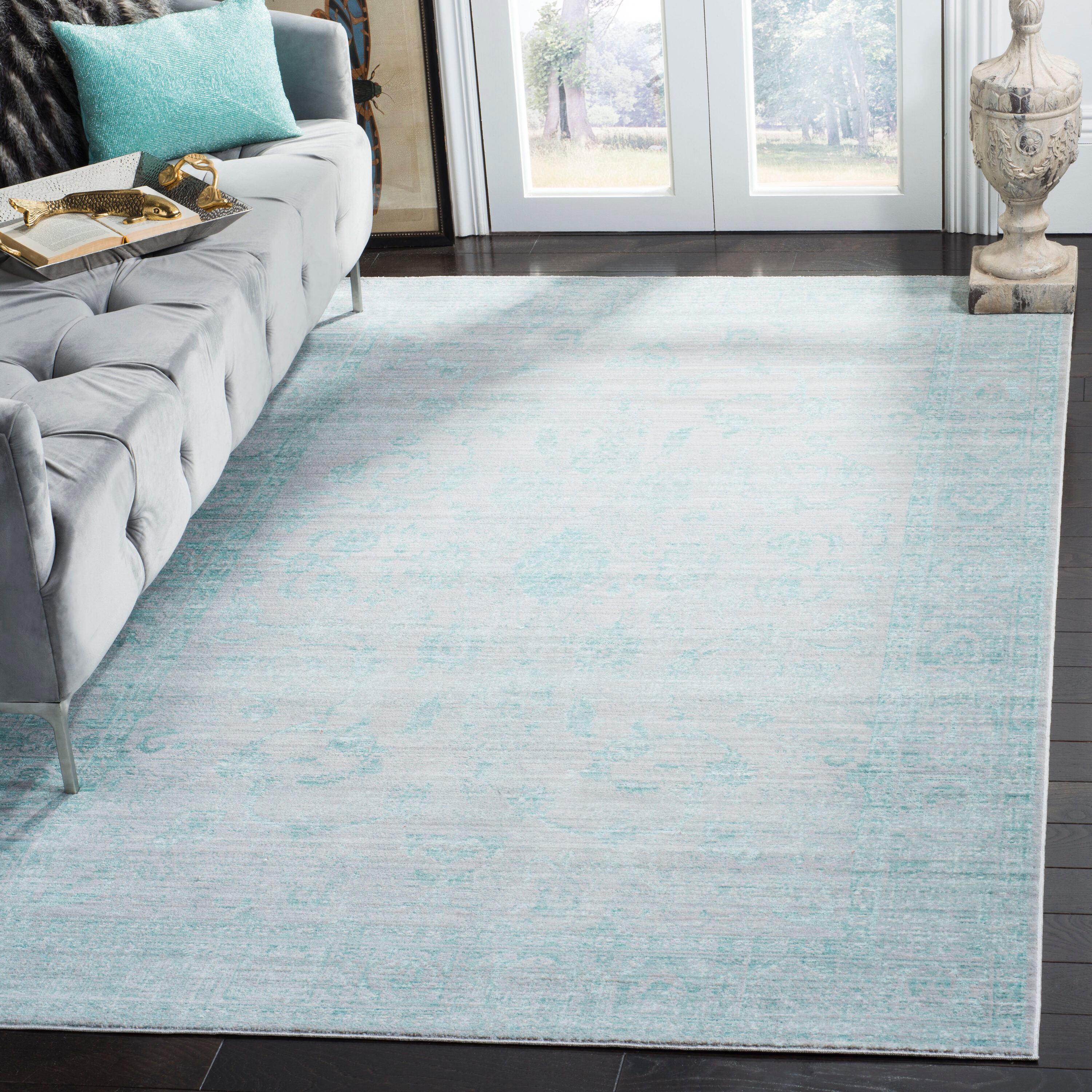 Valencia Blue and Multi Synthetic Reversible Rug