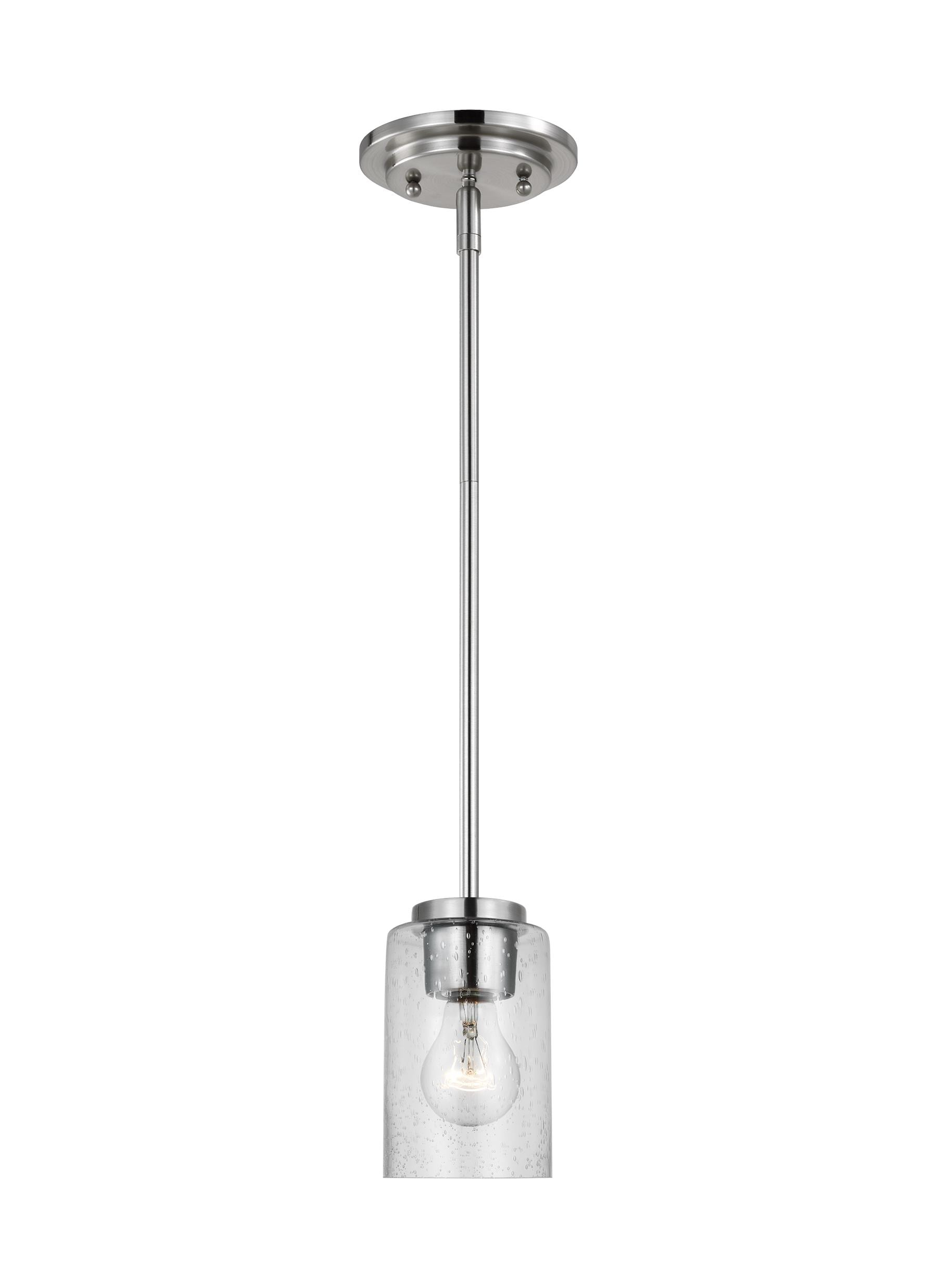 Oslo Brushed Nickel Mini Pendant with Clear Seeded Glass