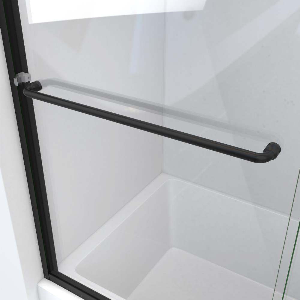 Matte Black Aluminum Frameless Bypass Sliding Tub Door with Bubble Glass