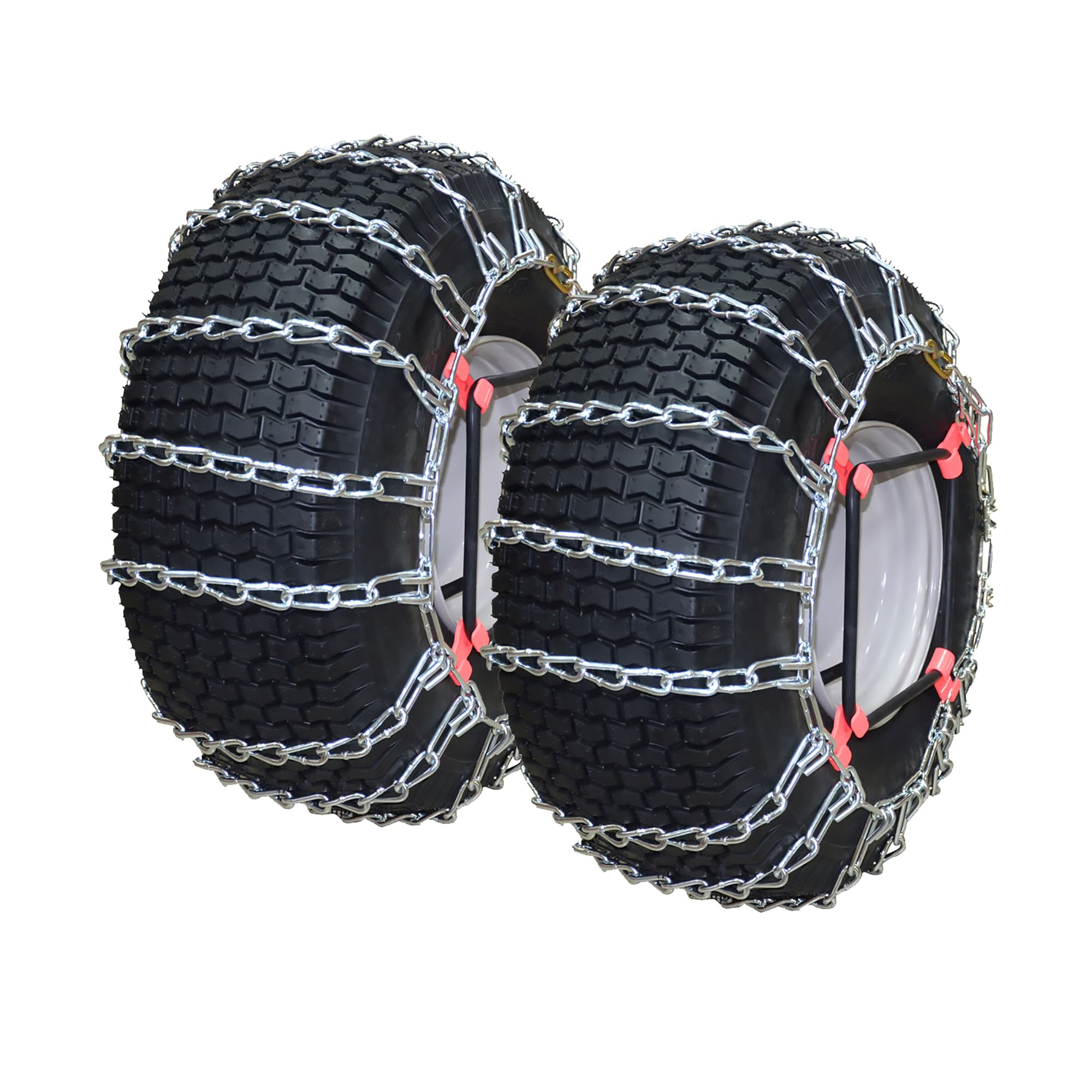 OakTen Set of 2 Tire Chains with Tensioners for Lawn & Garden Tractors Mowers, 2-Link, Fits for Tire Size 22x8x10 22x8x12
