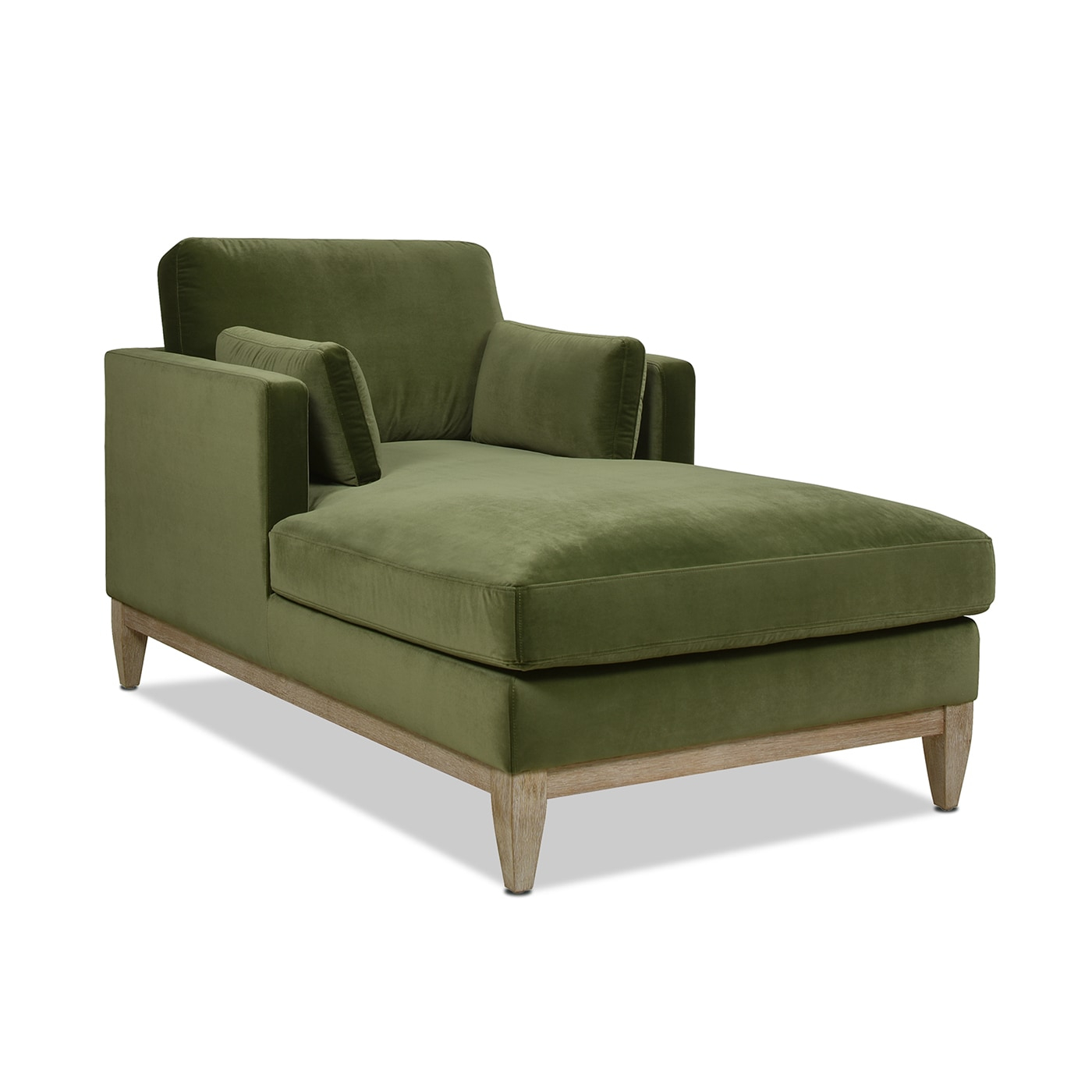 Jennifer Taylor Home Knox 65" Modern Farmhouse Performance Velvet Living Room Chaise Lounge Chair in Olive Green