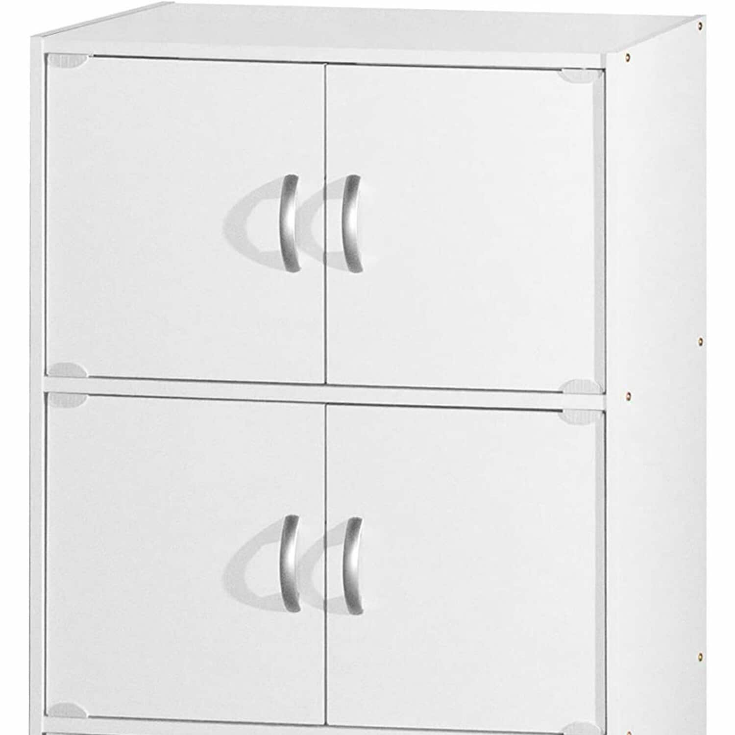 Hodedah 3-Shelf, 6-Door Multipurpose Cabinet, White