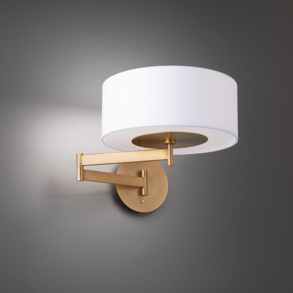 Aged Brass LED Swing Arm Wall Sconce with Dimmable Light